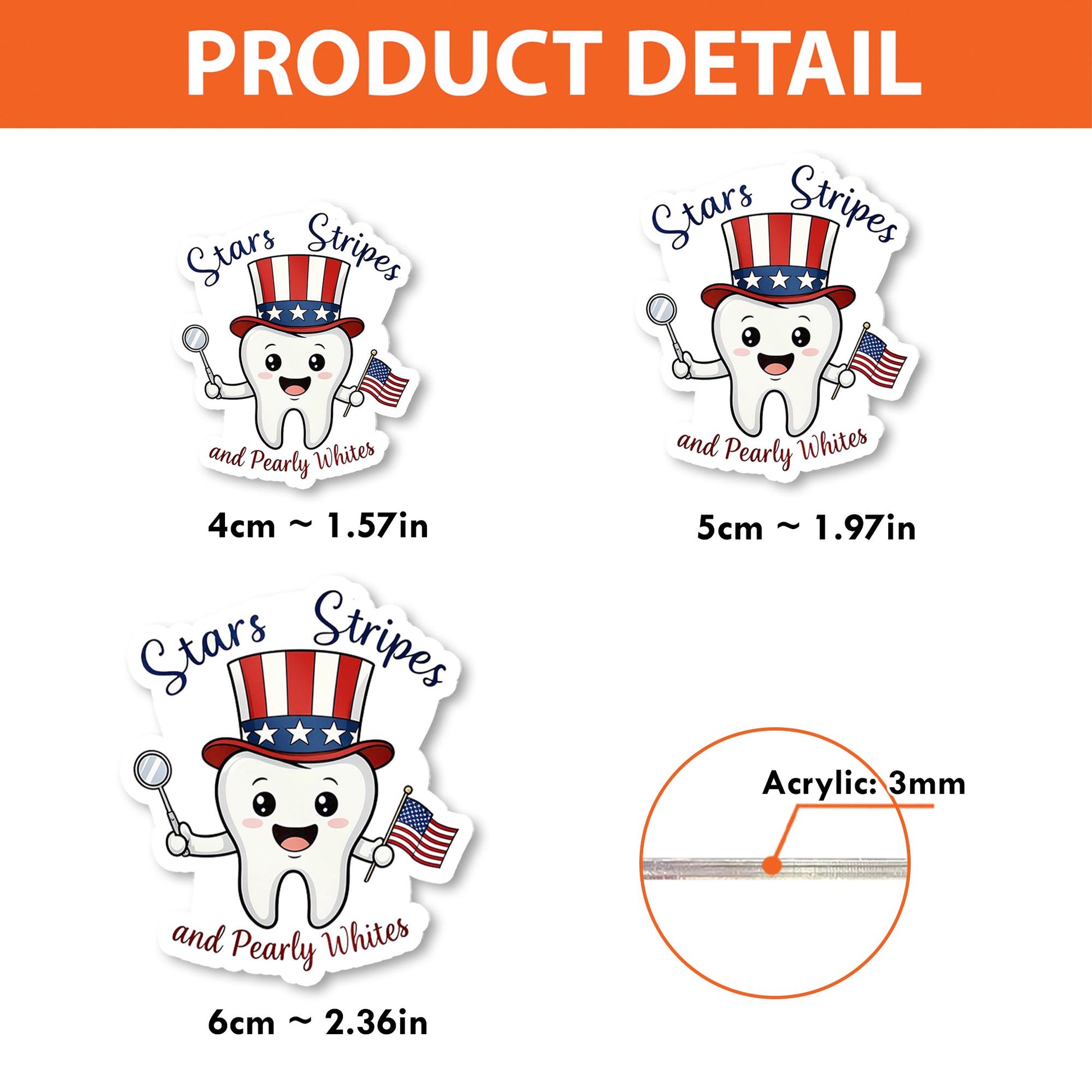 Stars Stripes Pearly Whites Badge Reel – Patriotic Tooth ID Clip – 4th of July Dental Hygienist Gift – Cute USA Retractable Holder
