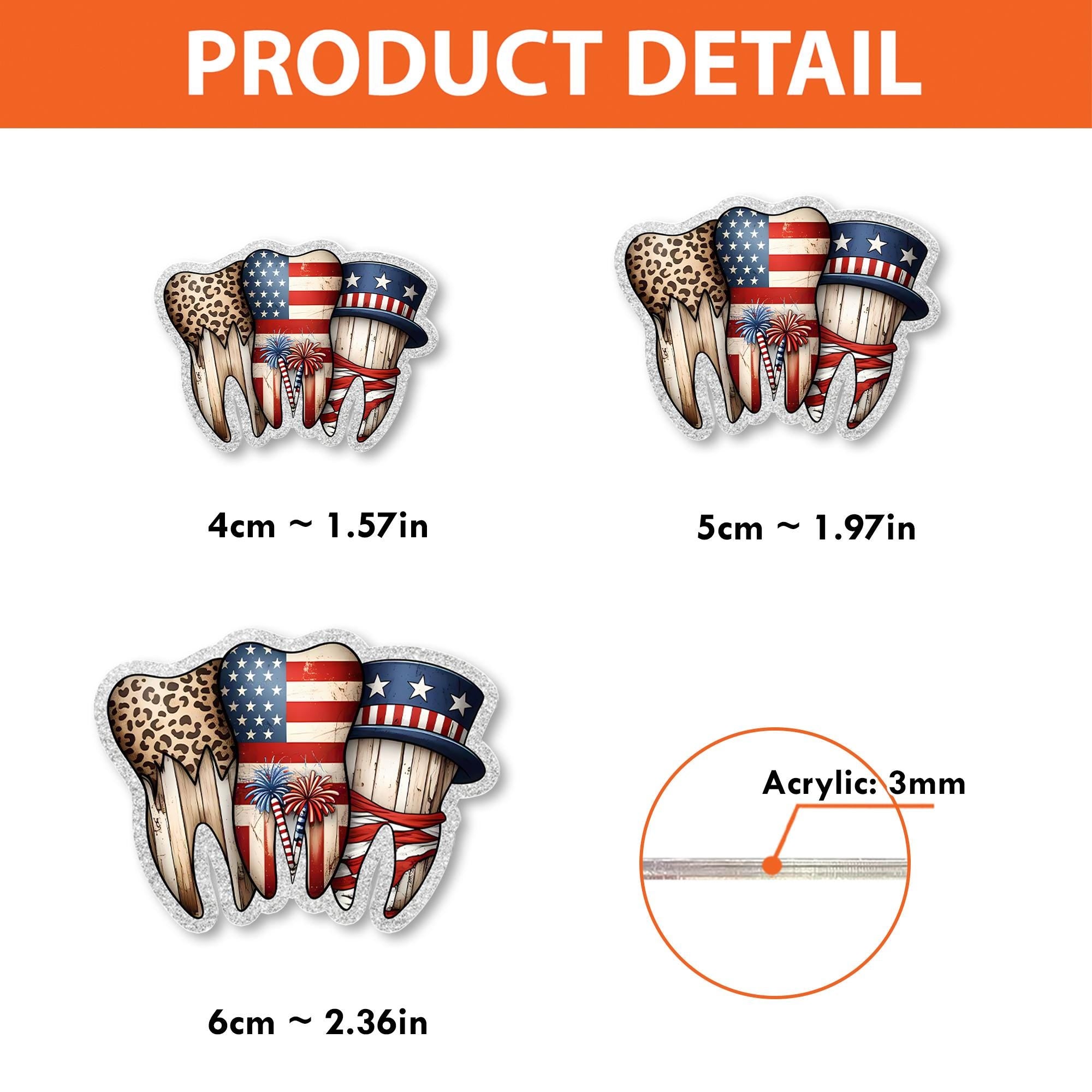 Patriotic Teeth Badge Reel – 4th of July Dental Hygienist ID Clip – Leopard Tooth USA Retractable Holder – Cute Dentist Office Gift