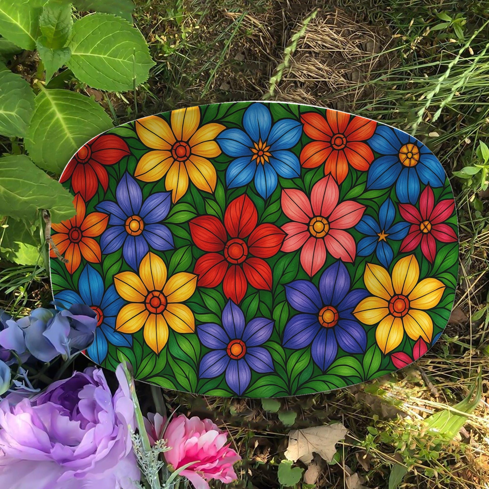 Colorful Floral Platter – Vibrant Flower Design Serving Tray, Garden Kitchen Decor, Summer Party Tableware, Gift for Garden Lovers
