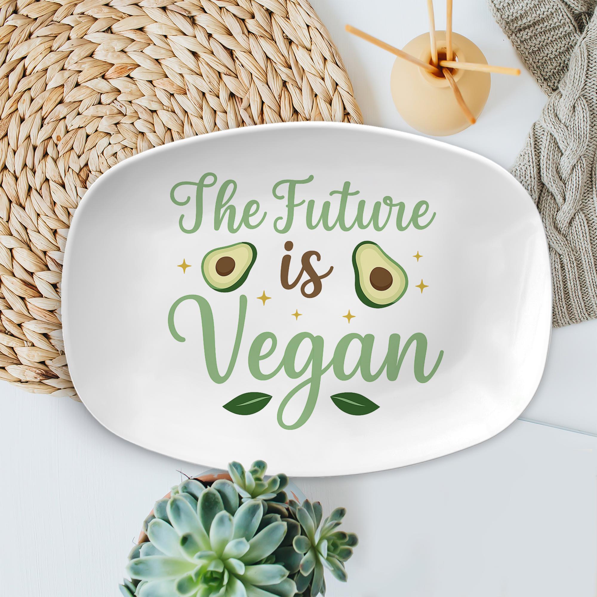 The Future is Vegan Platter – Avocado Vegan Serving Tray – Eco Friendly Kitchen Gift – Plant Based Hostess Dish – Sustainable Tableware