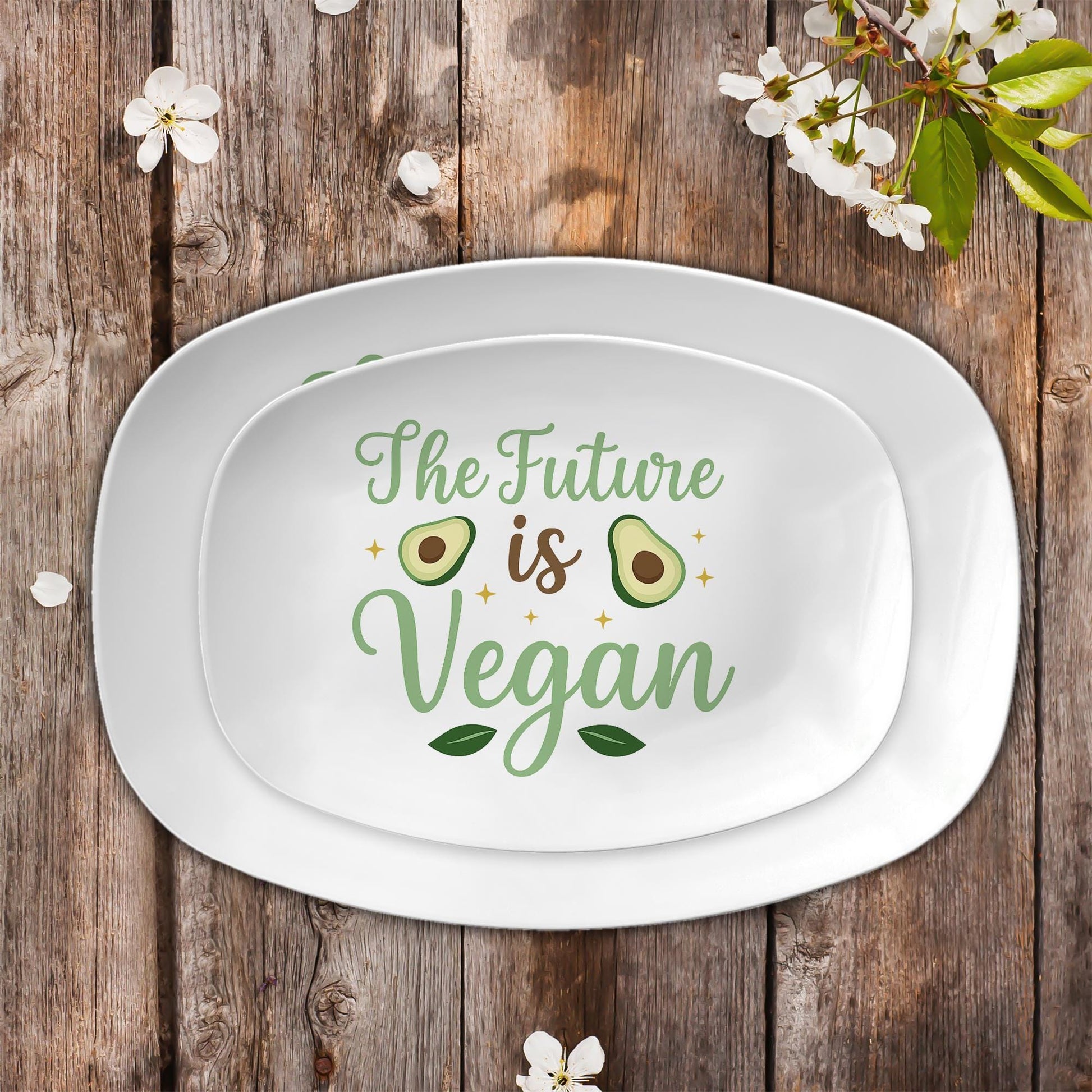 The Future is Vegan Platter – Avocado Vegan Serving Tray – Eco Friendly Kitchen Gift – Plant Based Hostess Dish – Sustainable Tableware