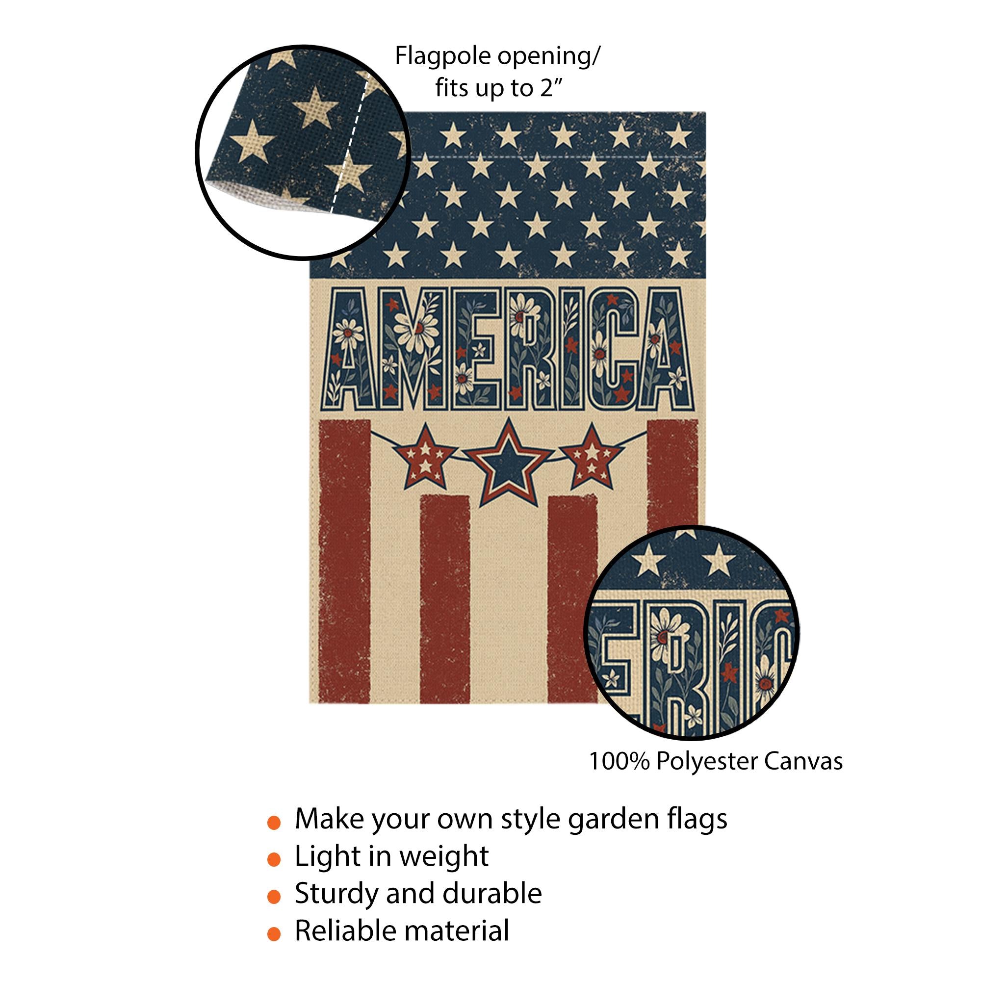 Patriotic Garden Flag – Rustic Americana Yard Decor with Stars and Stripes, 4th of July Outdoor Flag, Vintage America Banner