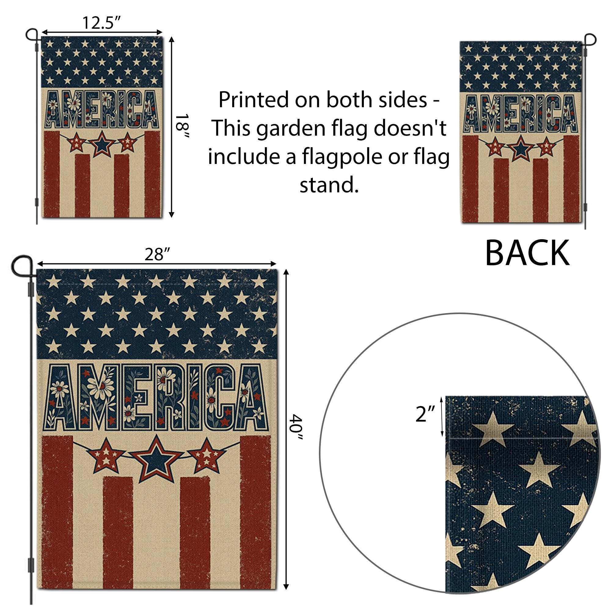 Patriotic Garden Flag – Rustic Americana Yard Decor with Stars and Stripes, 4th of July Outdoor Flag, Vintage America Banner