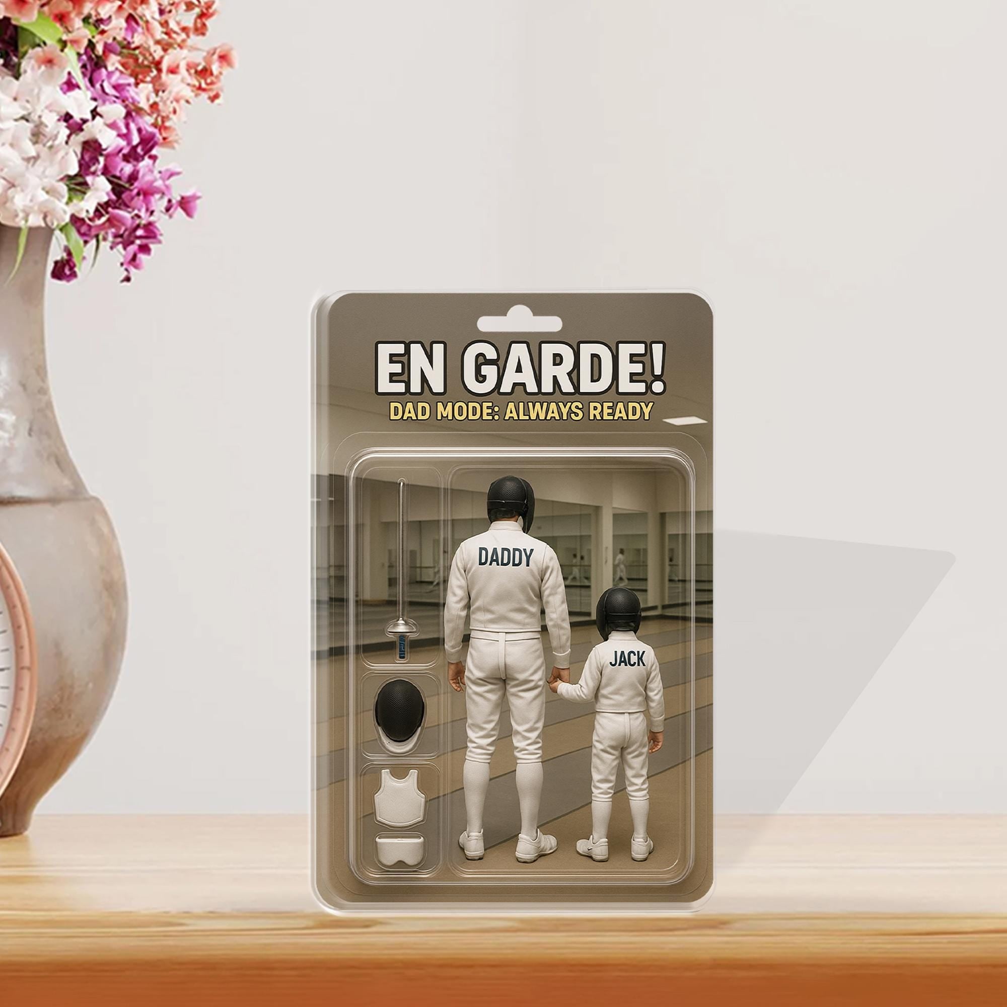 Personalized Fencing No. 1 Dad Grandpa Man & Kids Acrylic Block Plaque, Father's Day Gift for Fencing Dad, Husband Gifts, Dad Keepsake Gift