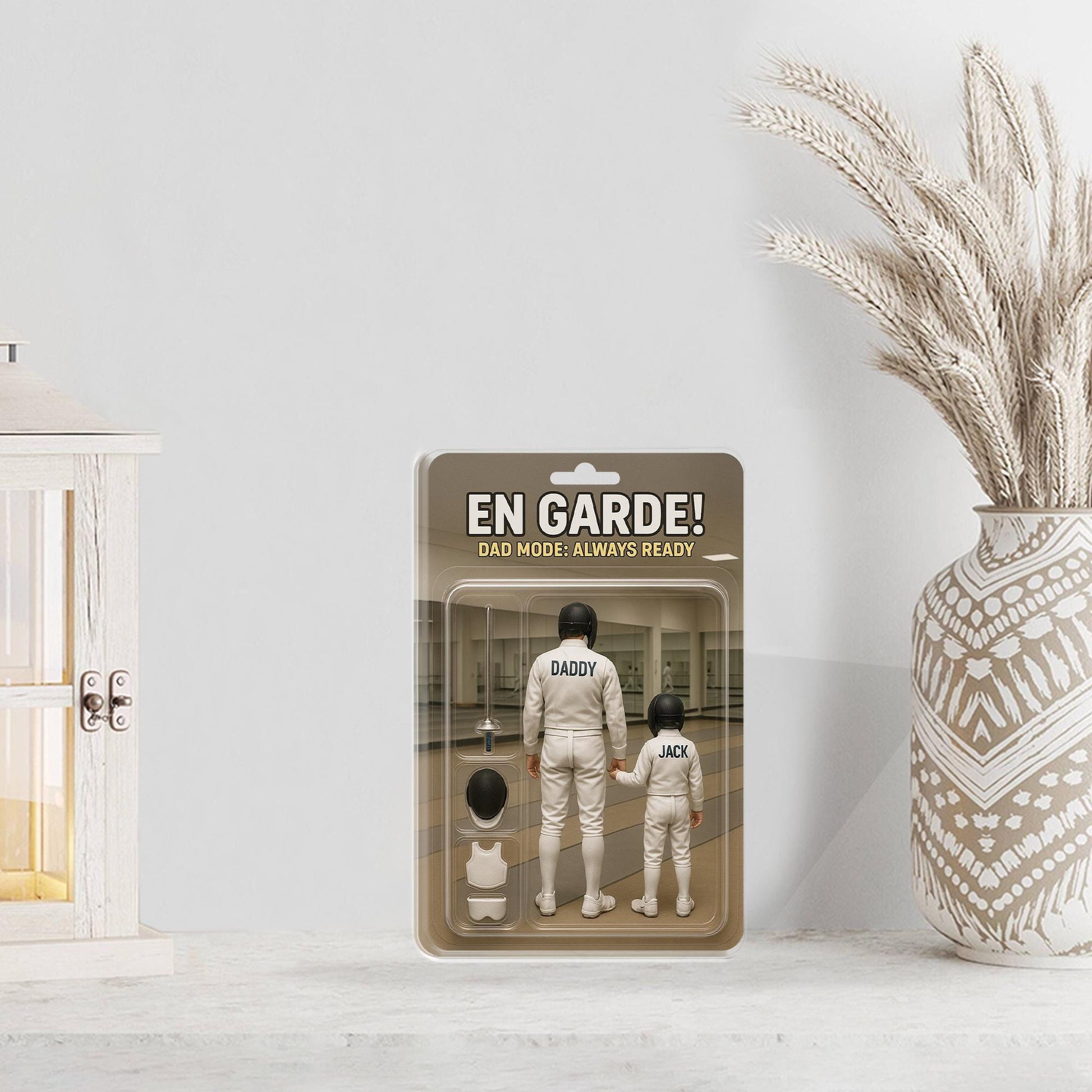 Personalized Fencing No. 1 Dad Grandpa Man & Kids Acrylic Block Plaque, Father's Day Gift for Fencing Dad, Husband Gifts, Dad Keepsake Gift