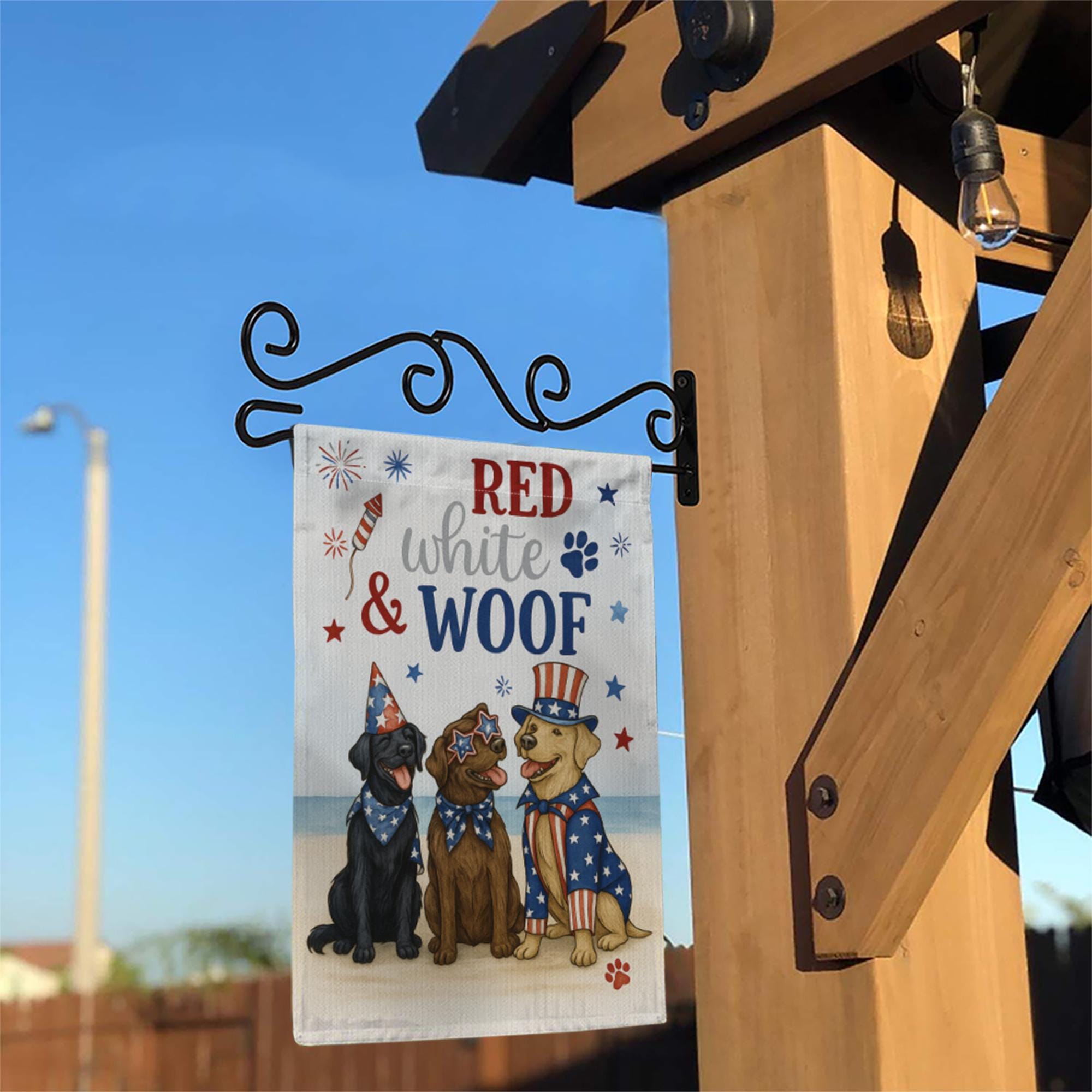 Red White and Woof Garden Flag – 4th of July Patriotic Dog Flag, Independence Day Outdoor Decor, Cute USA Dog Party Yard Banner