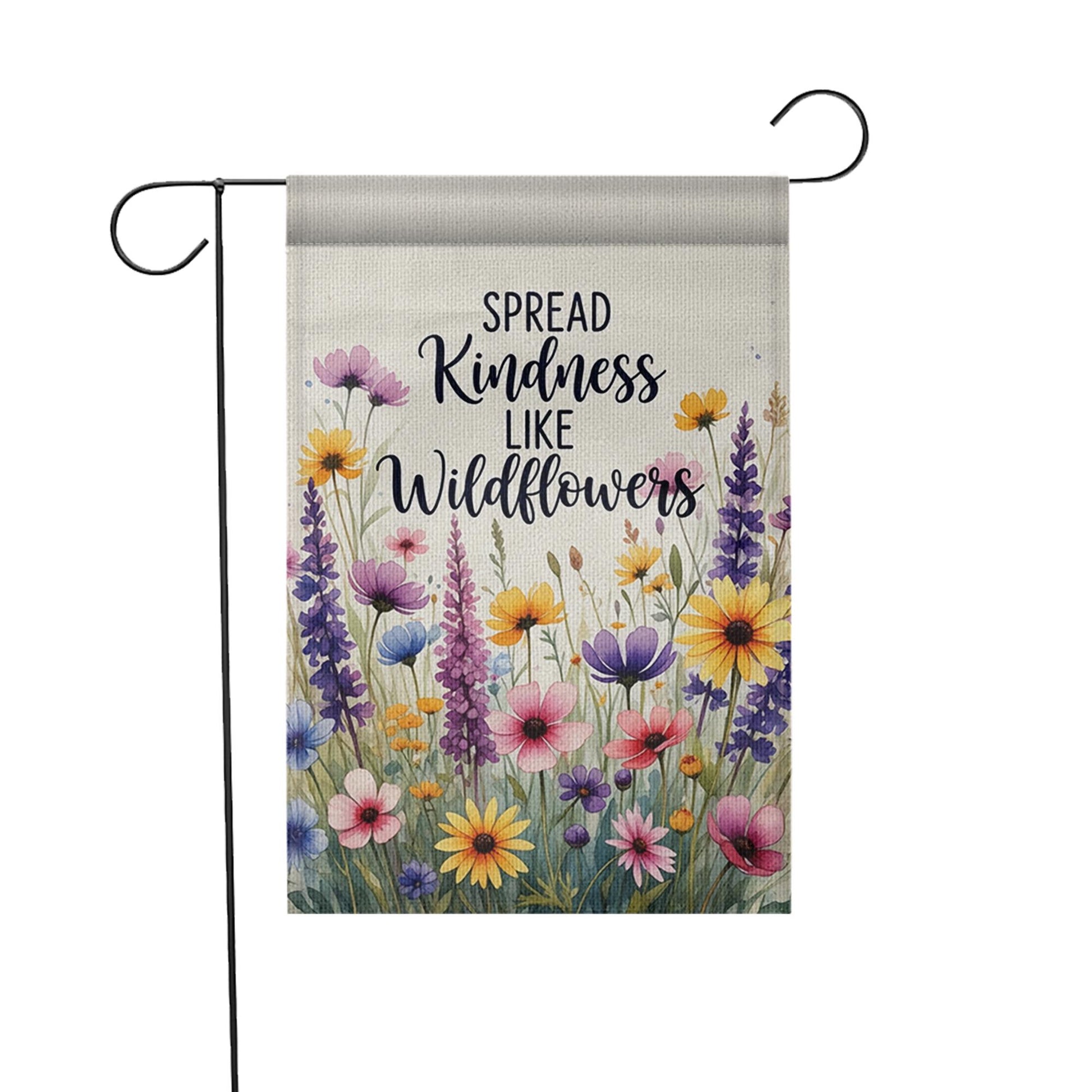 Wildflower Garden Flag, Spread Kindness Outdoor Decor, Floral Yard Flag, Inspirational Summer Banner, Cottagecore Garden Sign