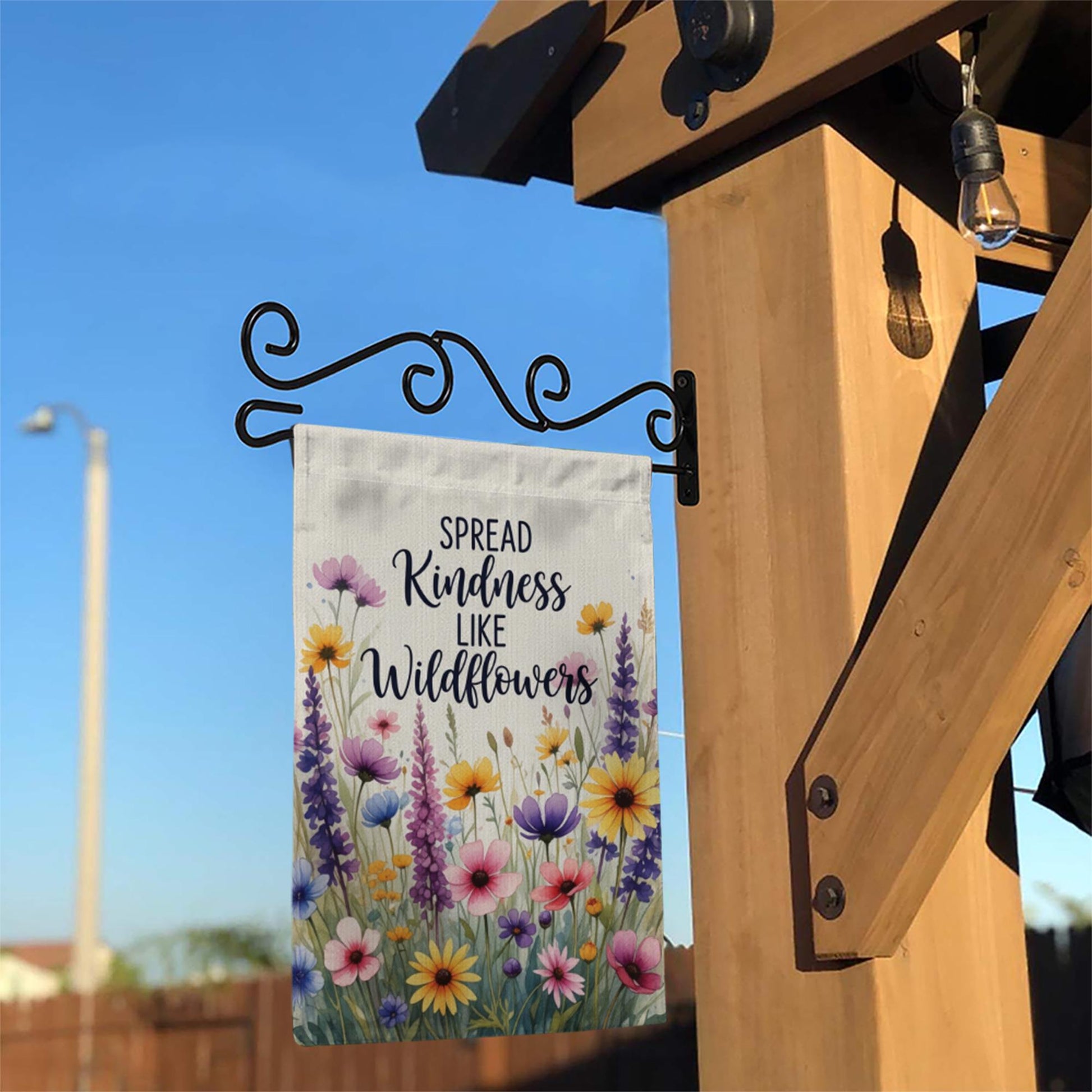 Wildflower Garden Flag, Spread Kindness Outdoor Decor, Floral Yard Flag, Inspirational Summer Banner, Cottagecore Garden Sign