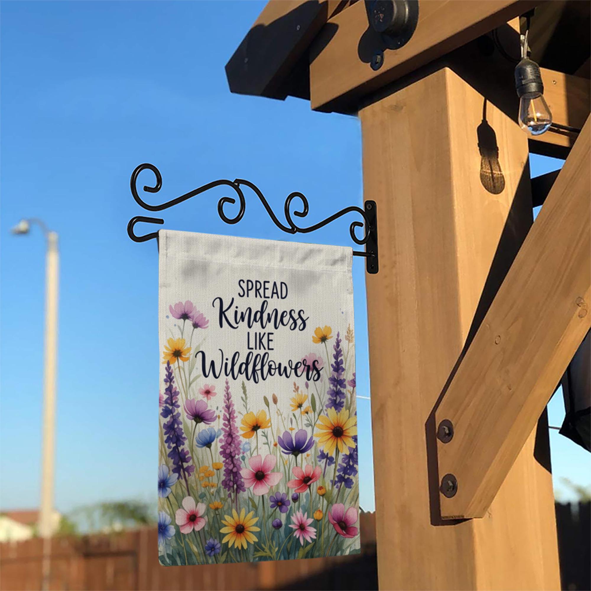 Wildflower Garden Flag, Spread Kindness Outdoor Decor, Floral Yard Flag, Inspirational Summer Banner, Cottagecore Garden Sign