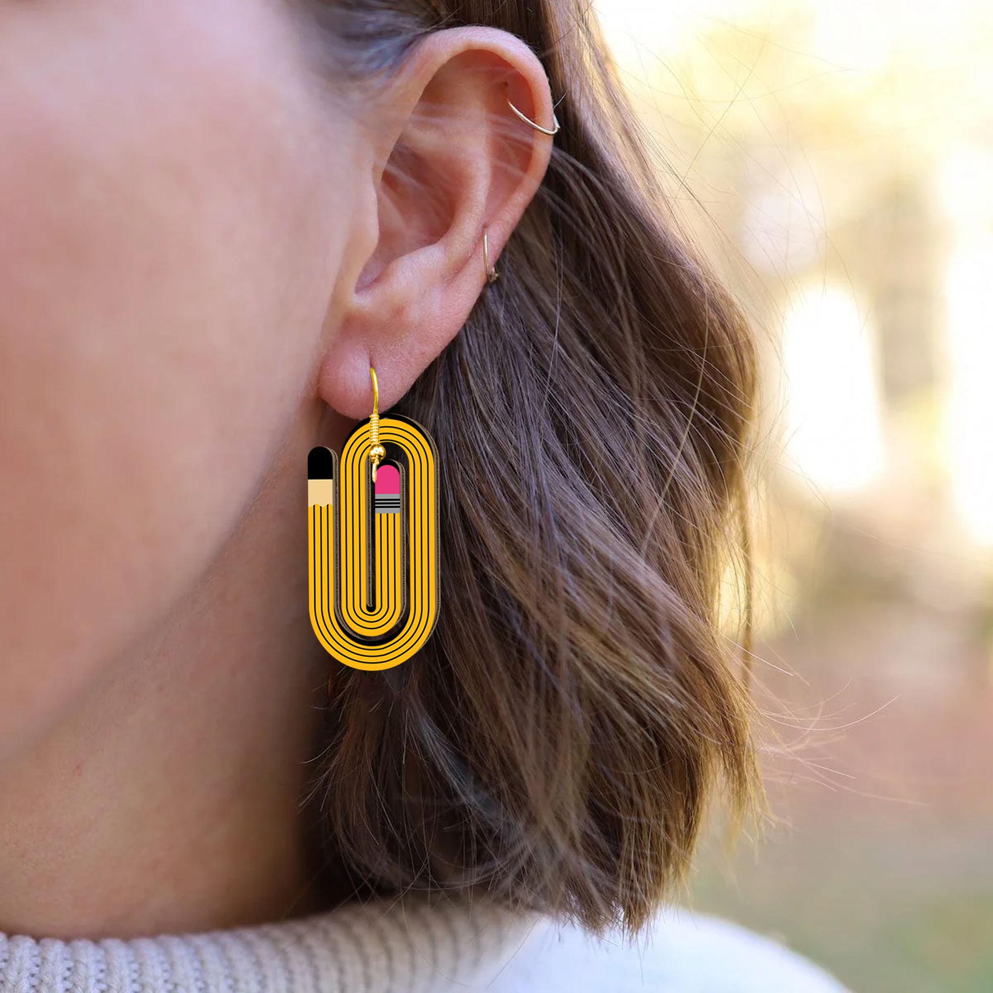 Cute Yellow Pencil Dangle Earrings, Fun Teacher Appreciation Gift, Back to School Jewelry, Lightweight Quirky School Supply Statement
