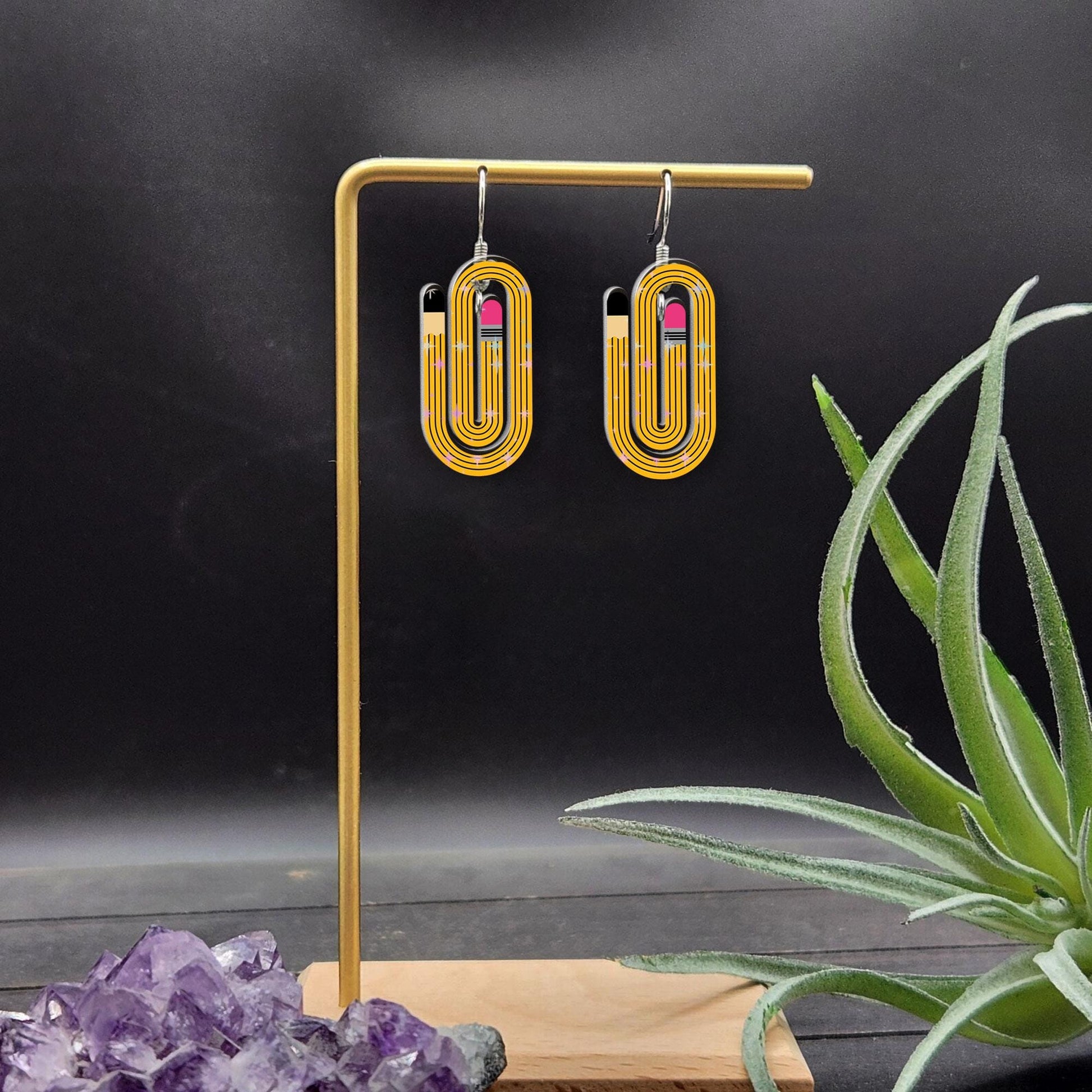 Cute Yellow Pencil Dangle Earrings, Fun Teacher Appreciation Gift, Back to School Jewelry, Lightweight Quirky School Supply Statement