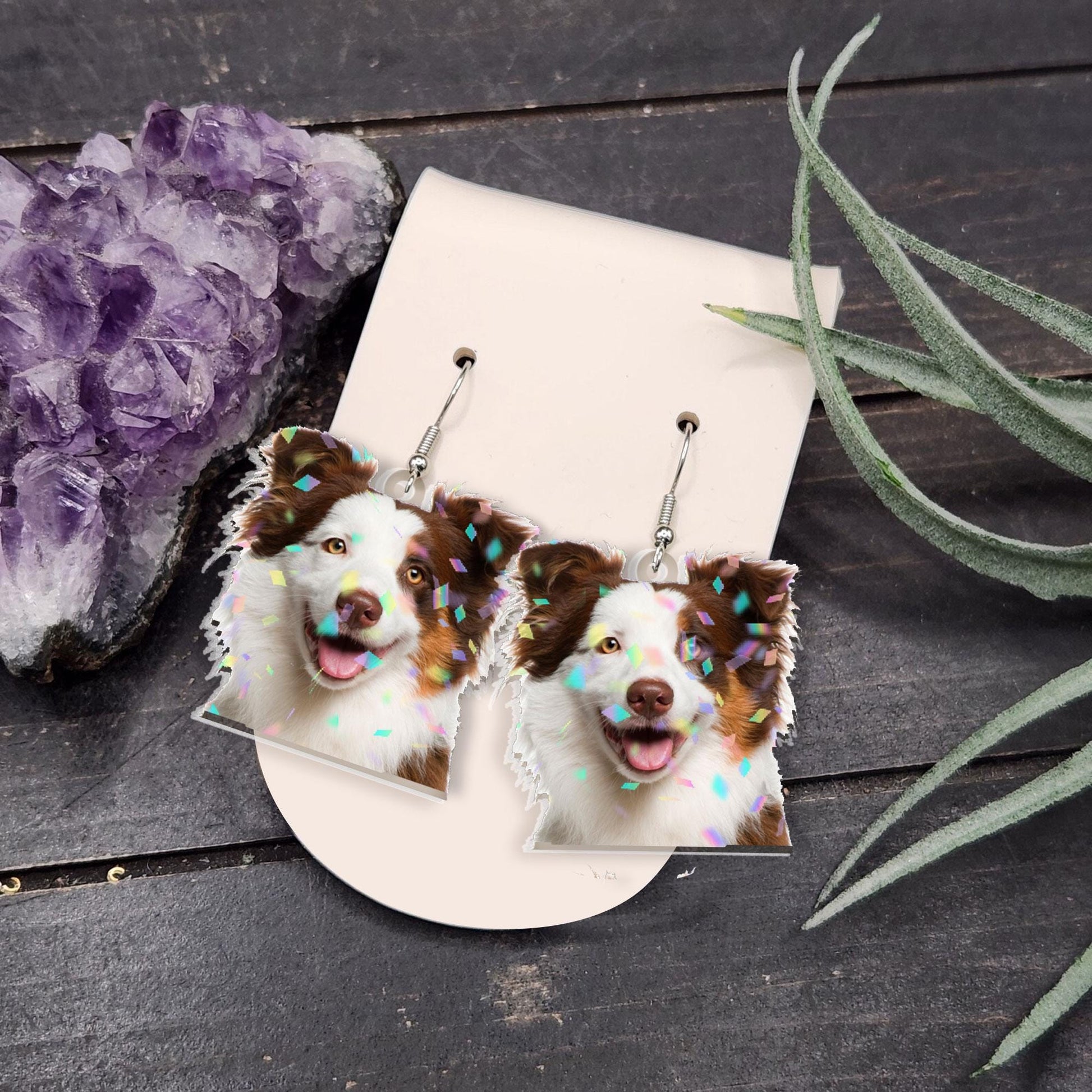 Personalized Pet Photo Dangle Earrings, Custom Pet Portrait Photo Earrings, Gift for Cat Lovers, Custom Photo Earring, Pet Lover Gift