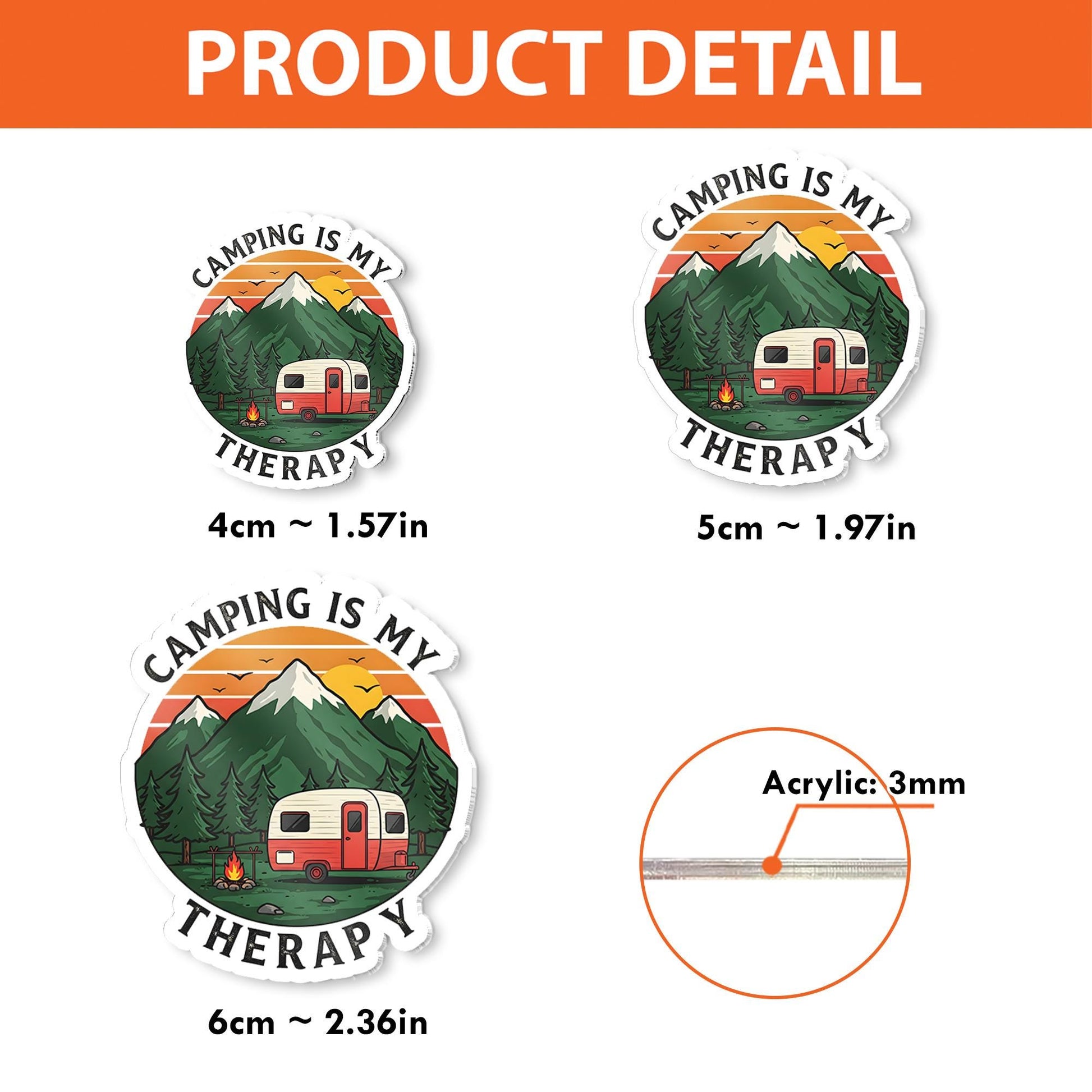 Camping is My Therapy Badge Reel | Cute Camper RV Mountain Retractable ID Holder | Nurse Gift | Teacher Gift | Outdoor Lover Accessory
