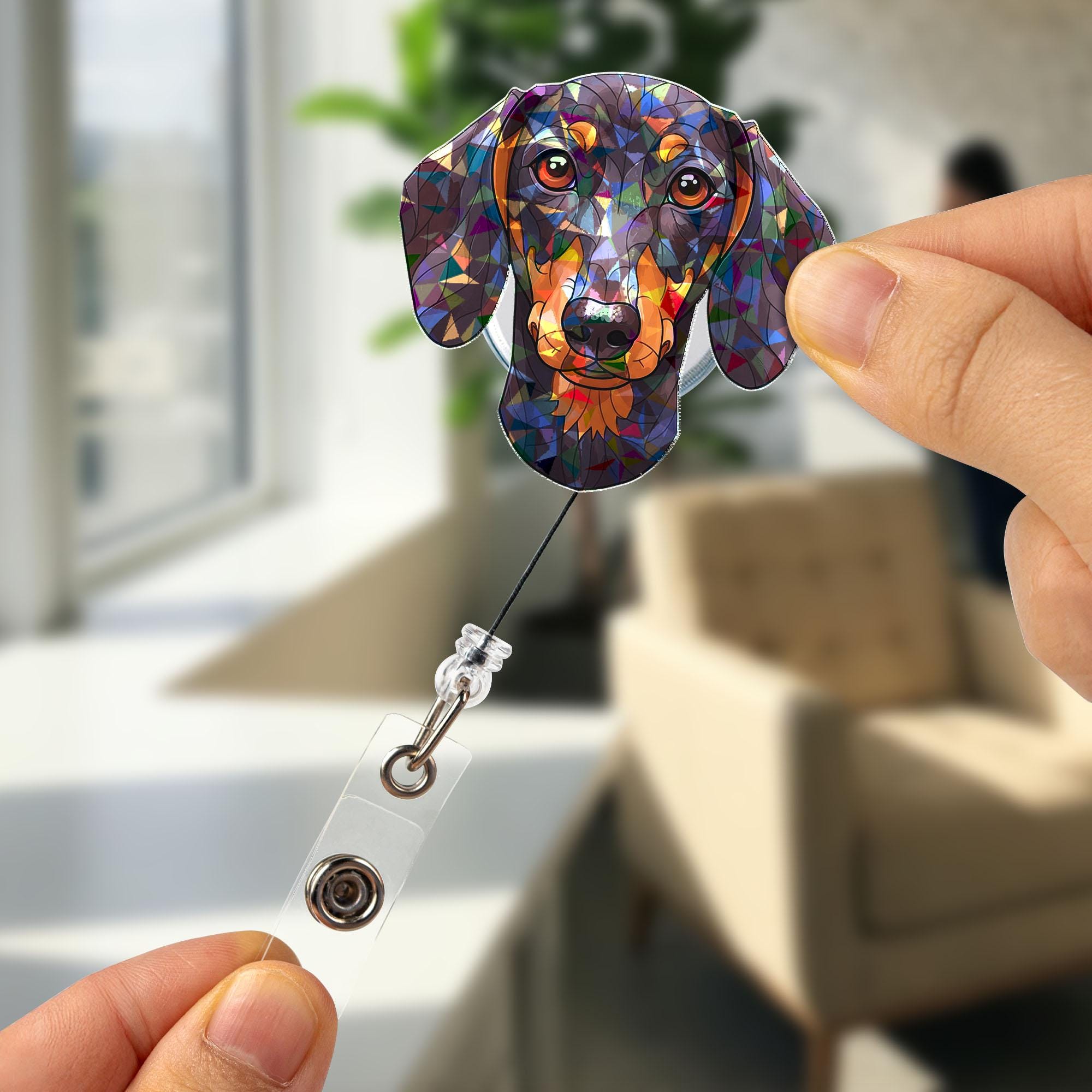 Hologram Dachshund Badge Reel, Cute Doxie Retractable ID Holder, Nurse Gift, Teacher Accessory, Vet Tech, Office Worker