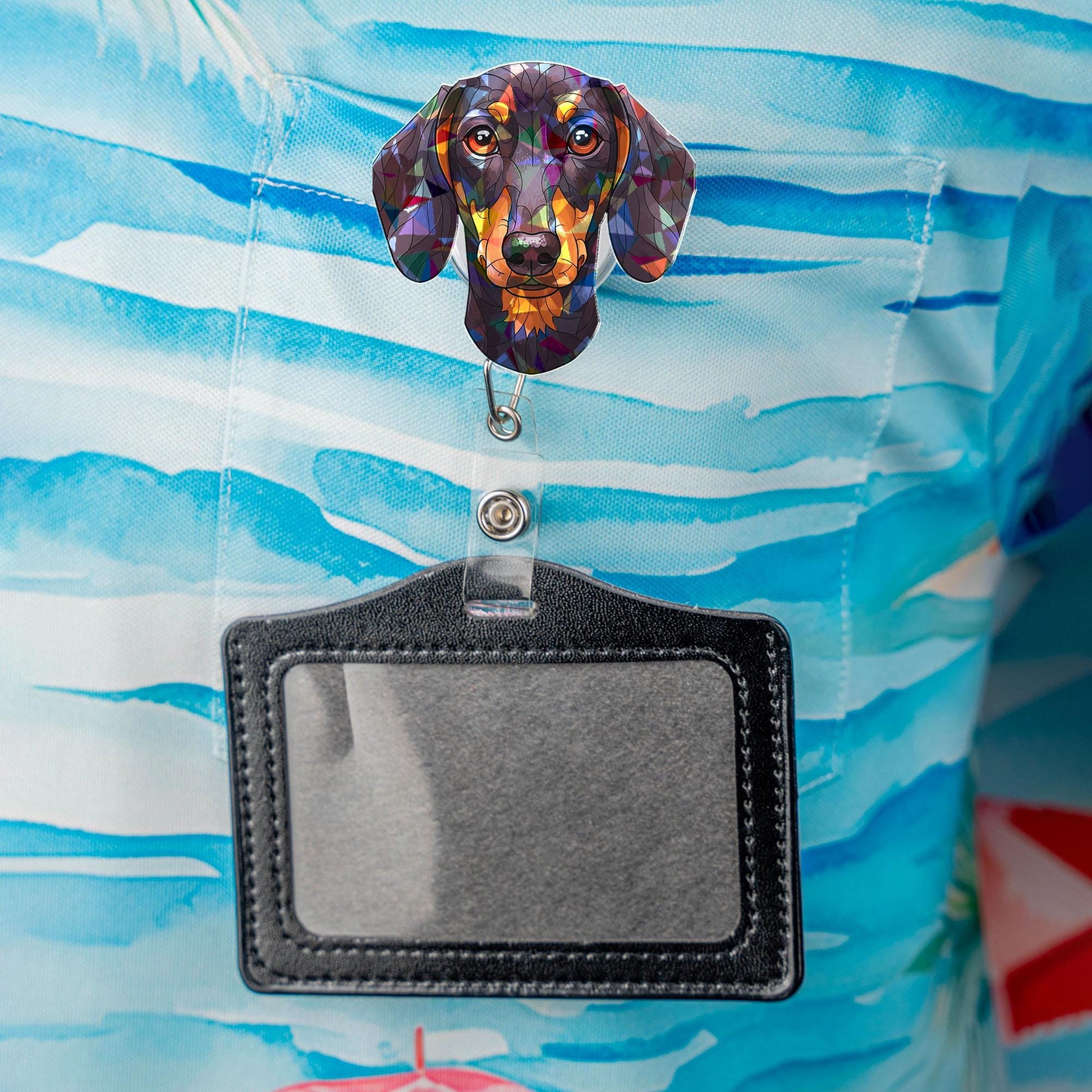 Hologram Dachshund Badge Reel, Cute Doxie Retractable ID Holder, Nurse Gift, Teacher Accessory, Vet Tech, Office Worker