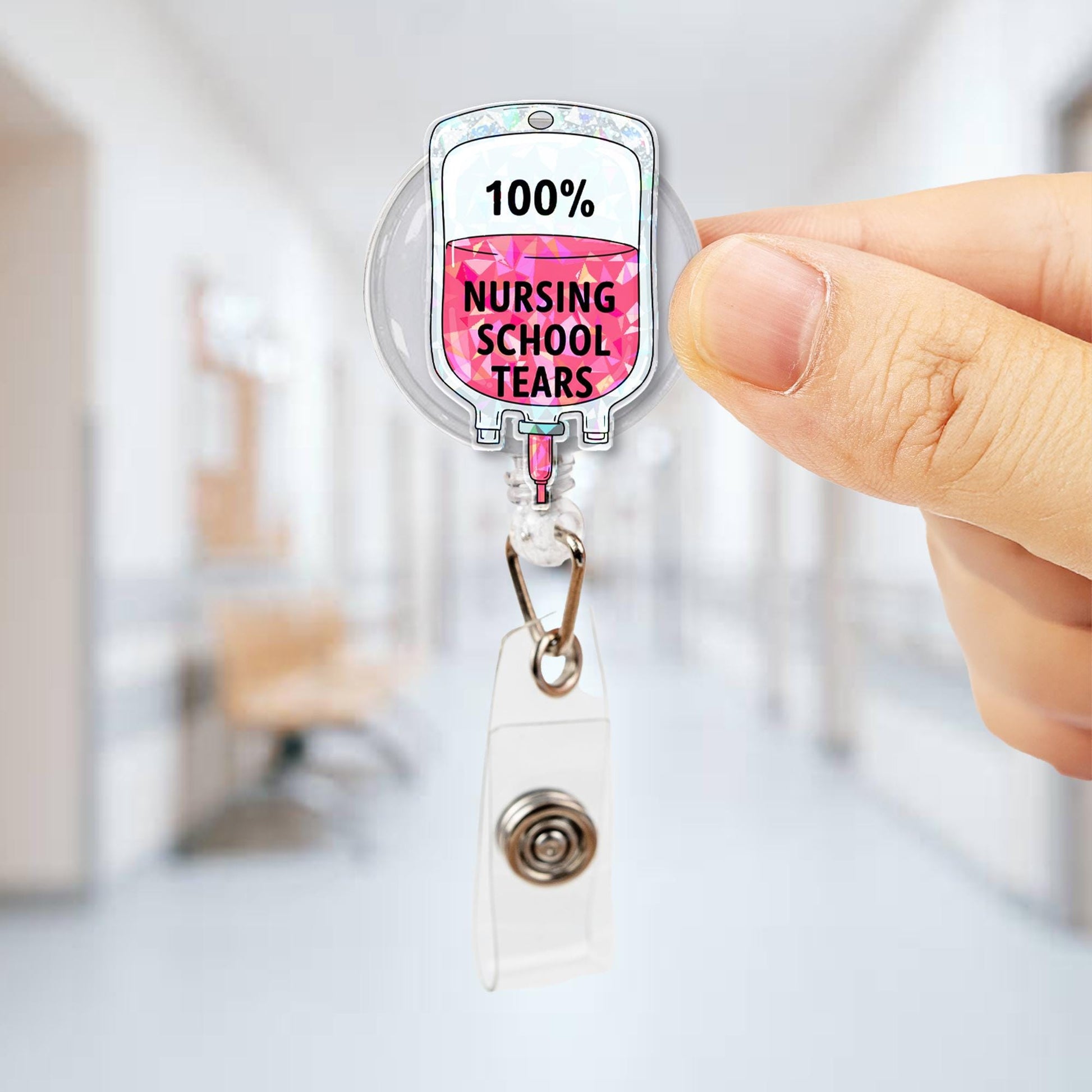 Nursing School Tears Badge Reel – Funny Nurse Gift – Medical ID Holder – RN Student Humor – Mother’s Day Gift for Nurse or Grad