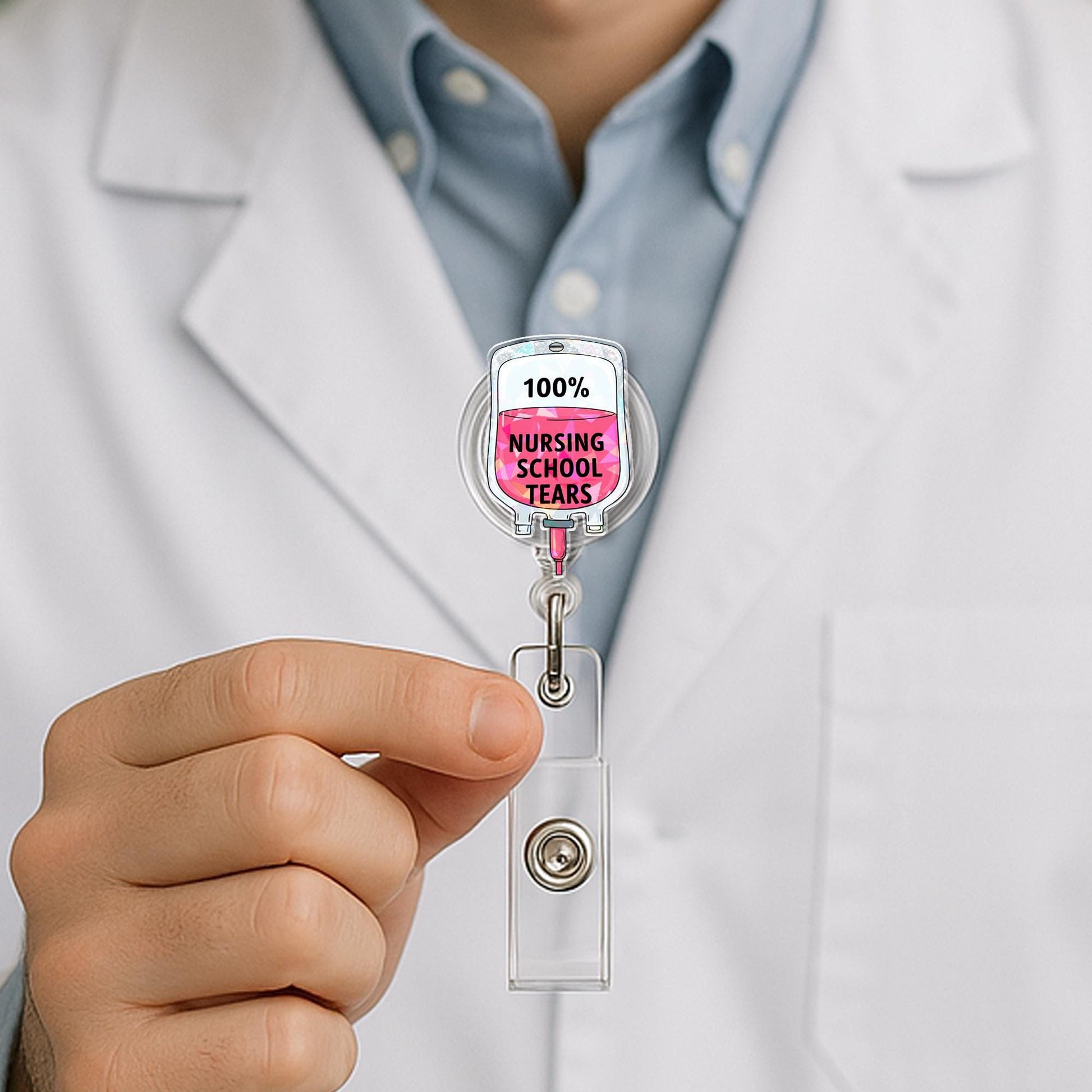 Nursing School Tears Badge Reel – Funny Nurse Gift – Medical ID Holder – RN Student Humor – Mother’s Day Gift for Nurse or Grad