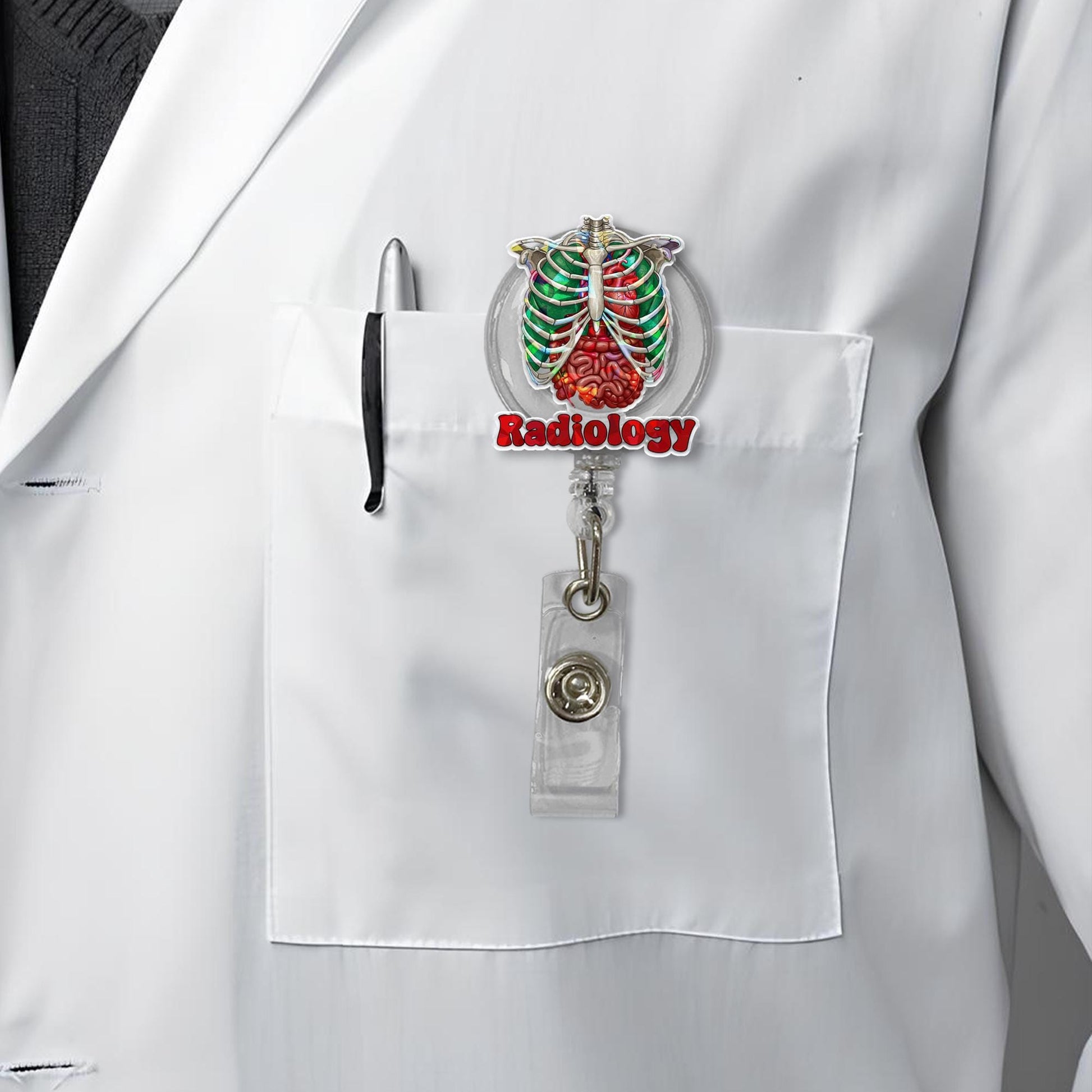 Radiology Badge Reel – Anatomical Organs & Ribcage Medical ID Holder – Retractable Clip for Radiologists, Techs, and Healthcare Staff