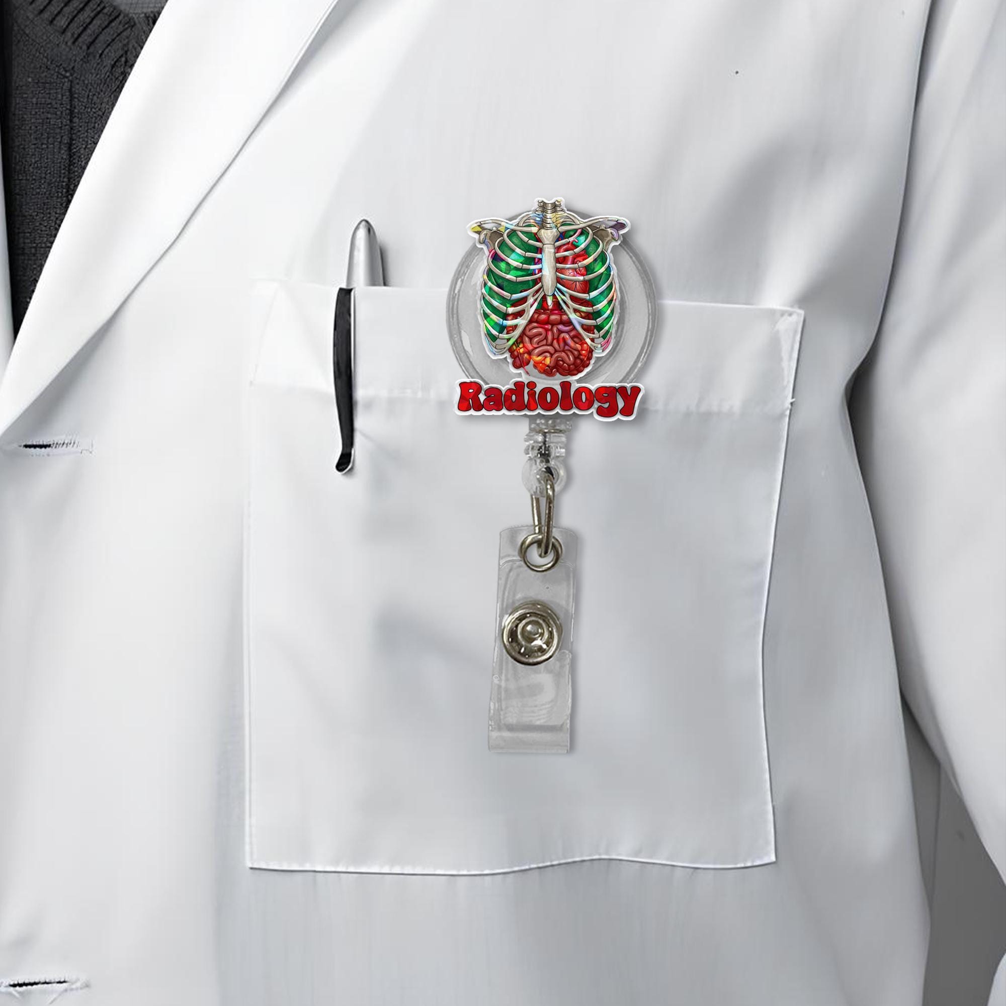 Radiology Badge Reel – Anatomical Organs & Ribcage Medical ID Holder – Retractable Clip for Radiologists, Techs, and Healthcare Staff
