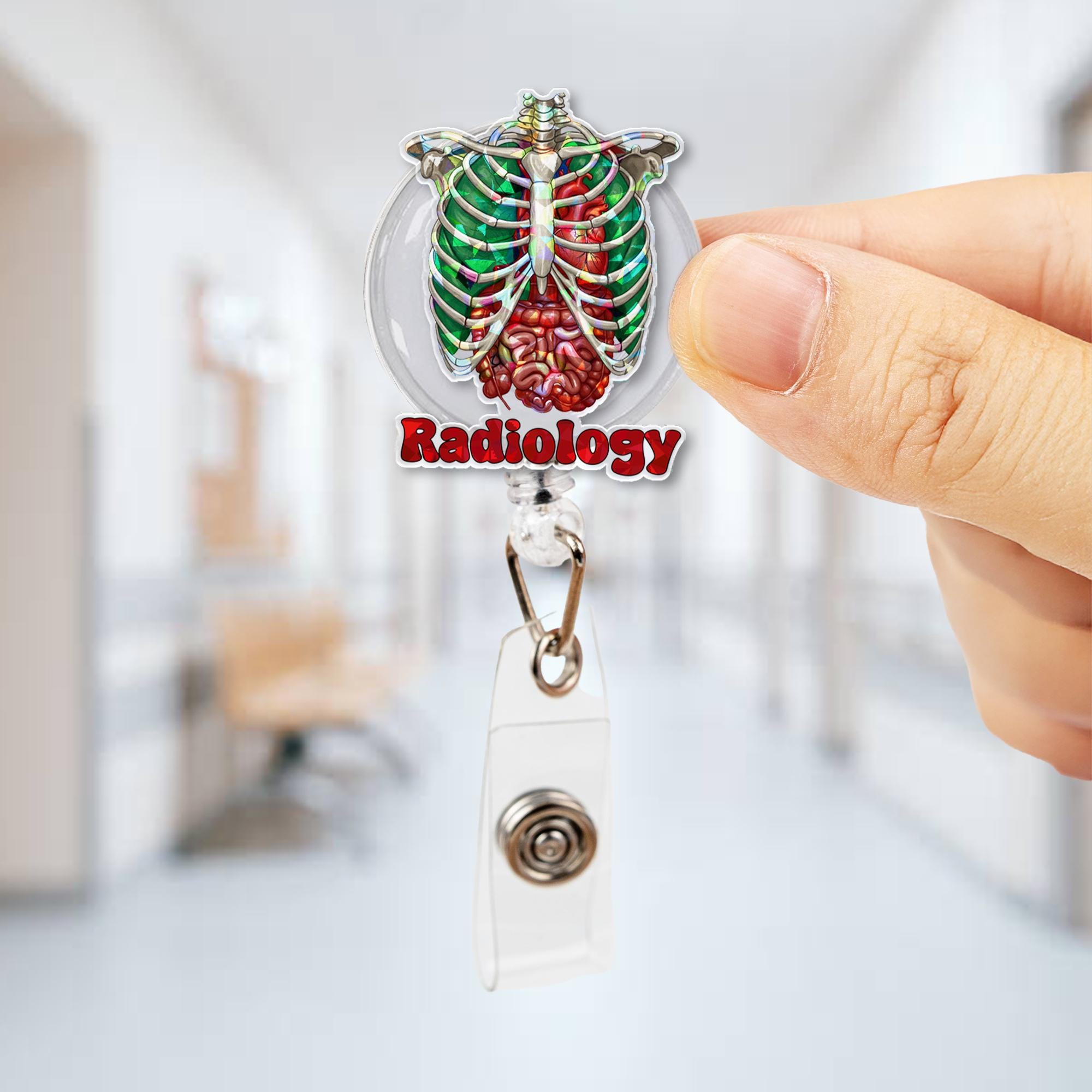 Radiology Badge Reel – Anatomical Organs & Ribcage Medical ID Holder – Retractable Clip for Radiologists, Techs, and Healthcare Staff