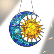 Celestial Sun and Moon Hologram Ornament | Mystical Window Hanging | Cosmic Sun Catcher, Boho Decor, Astrology Gift, Sun and Moon Home Decor