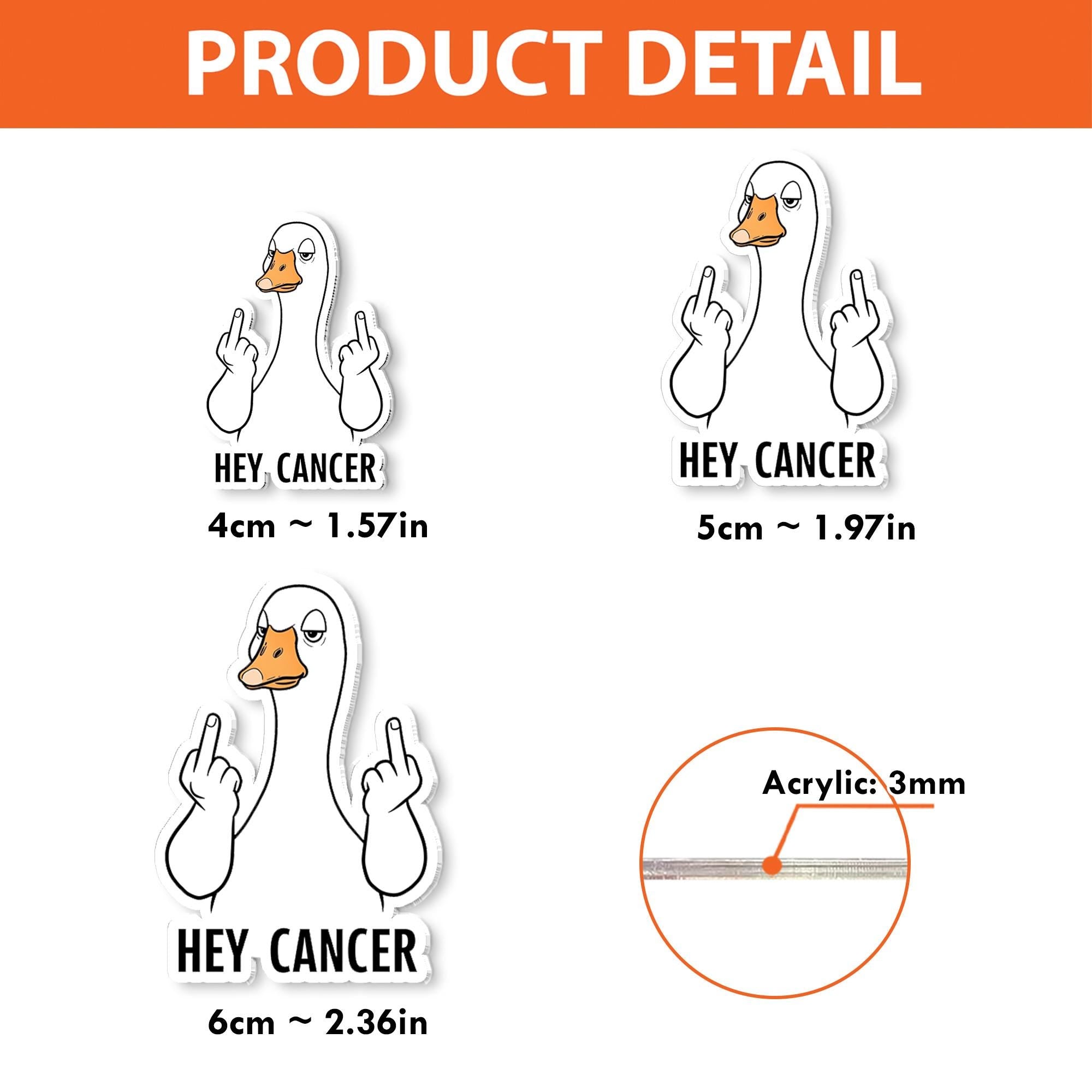 Middle Finger Goose "Hey Cancer" Badge Reel | Funny Cancer Support ID Holder | Cheeky Badge Clip | Oncology Gift | Bold Statement