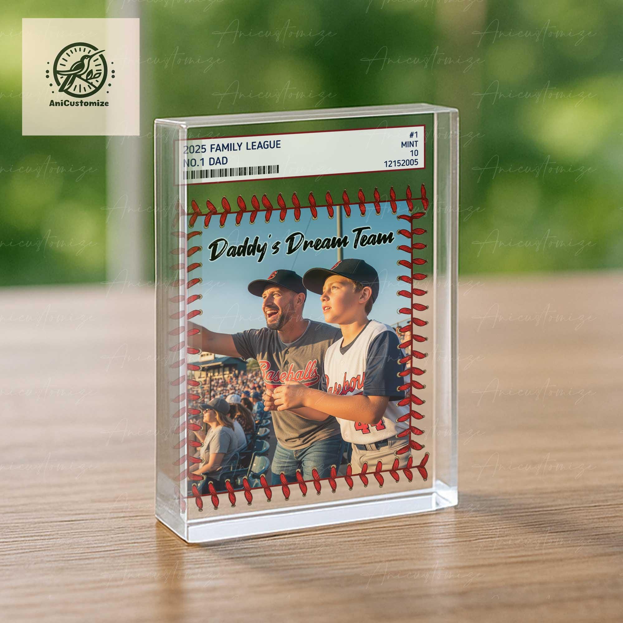 Baseball Dad Acrylic Plaque, Father's Day Gift, Custom Baseball Card, Daddy's Dream Team, Sports Fan Gift, Personalized Keepsake