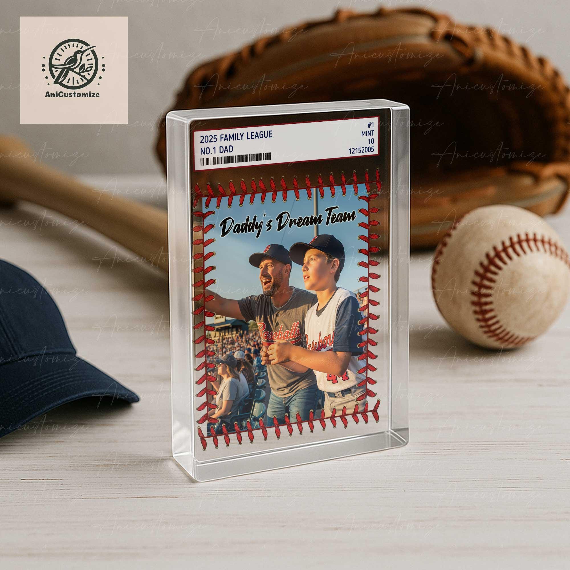 Baseball Dad Acrylic Plaque, Father's Day Gift, Custom Baseball Card, Daddy's Dream Team, Sports Fan Gift, Personalized Keepsake