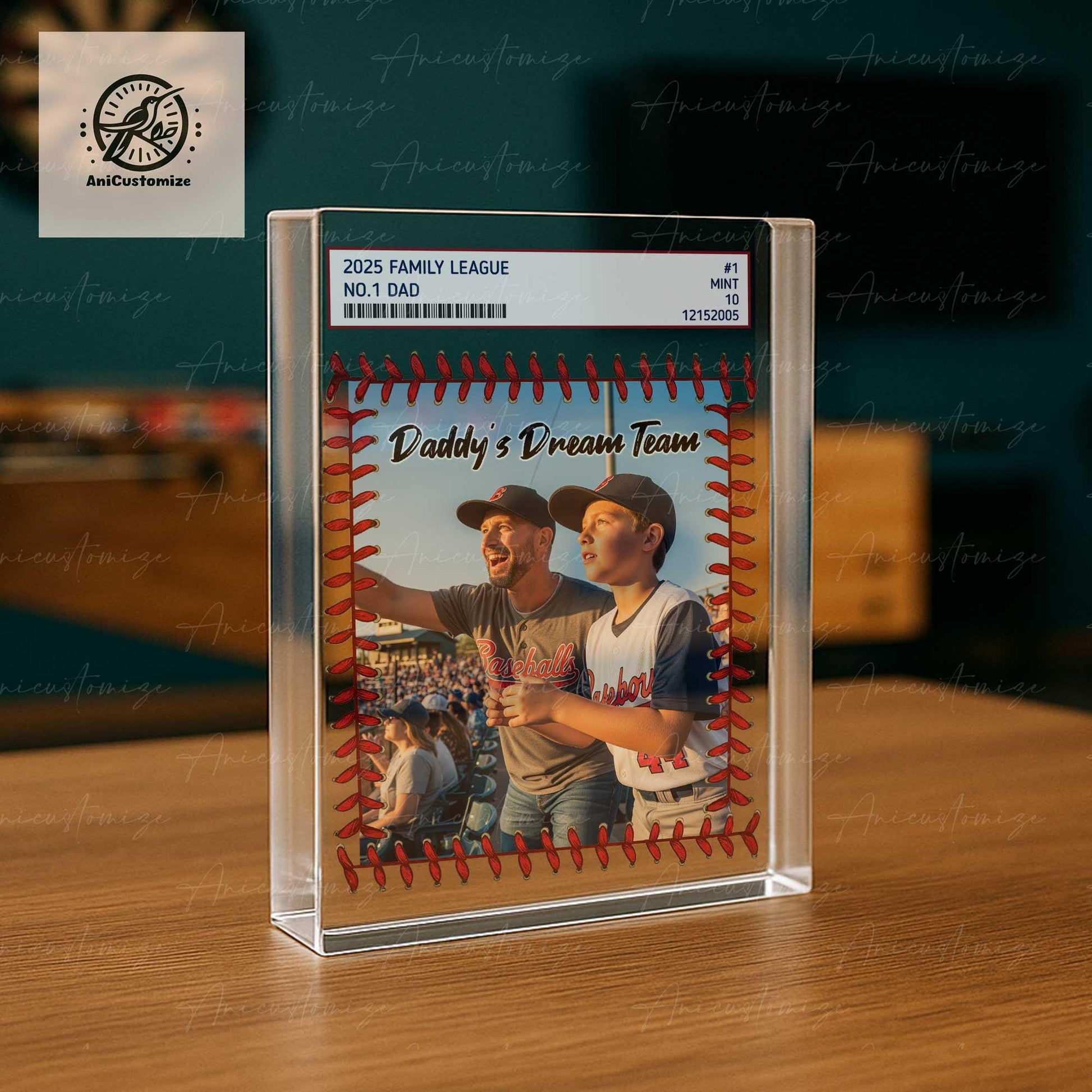Baseball Dad Acrylic Plaque, Father's Day Gift, Custom Baseball Card, Daddy's Dream Team, Sports Fan Gift, Personalized Keepsake