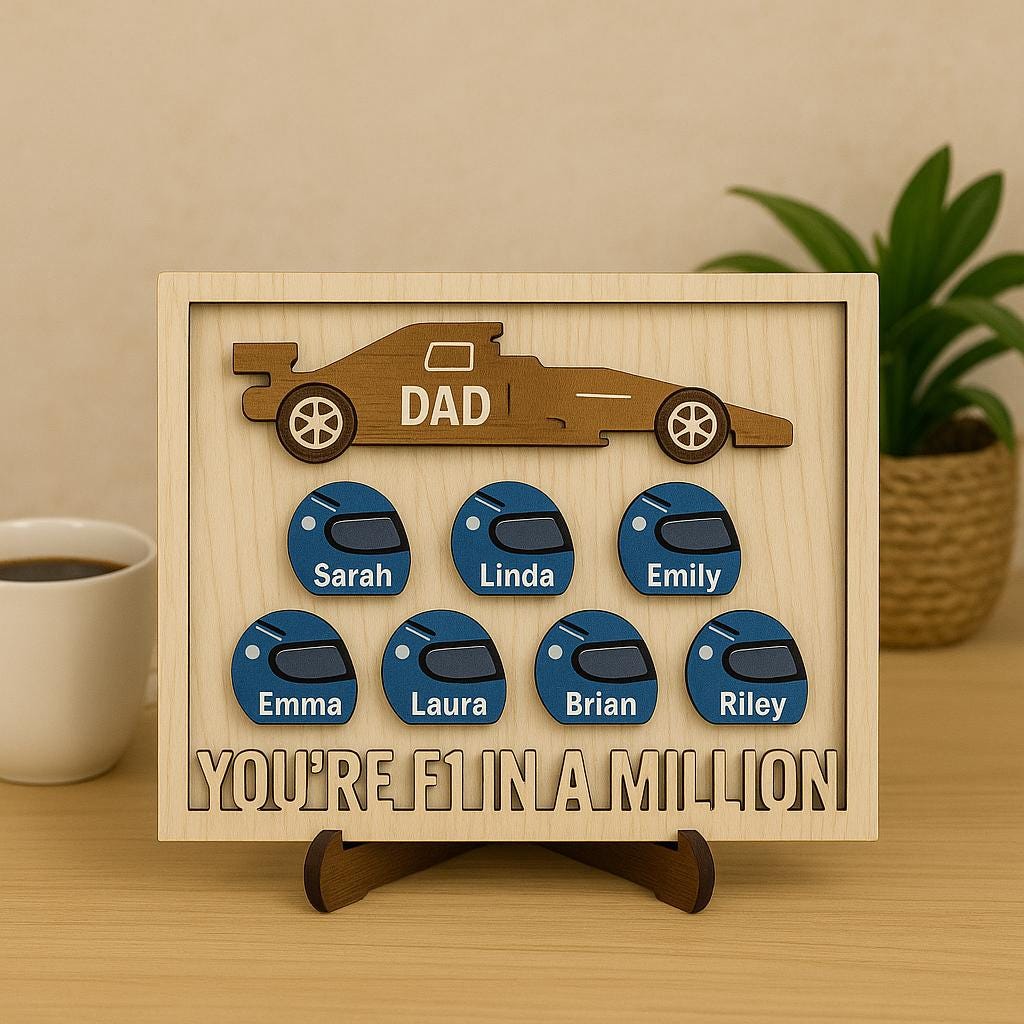 Custom F1 Dad Plaque - Father's Day Gift from Kids - Racing Dad Decor - Personalized Wooden Sign - You’re F1 in a Million Gift, Gift For Him
