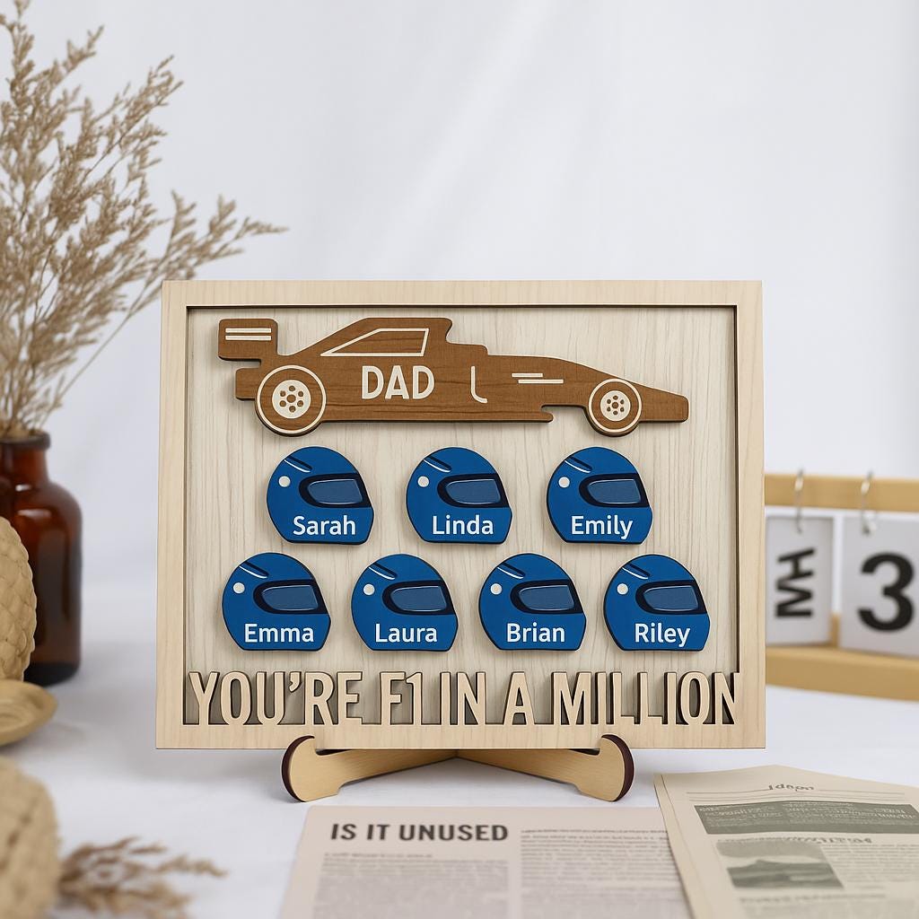 Custom F1 Dad Plaque - Father's Day Gift from Kids - Racing Dad Decor - Personalized Wooden Sign - You’re F1 in a Million Gift, Gift For Him