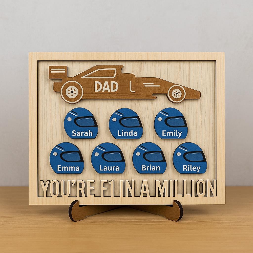 Custom F1 Dad Plaque - Father's Day Gift from Kids - Racing Dad Decor - Personalized Wooden Sign - You’re F1 in a Million Gift, Gift For Him