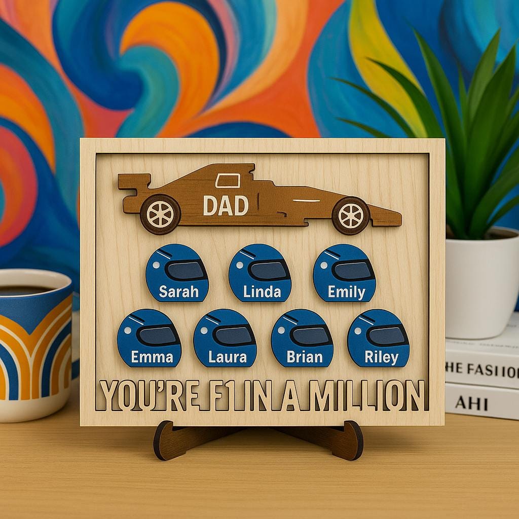 Custom F1 Dad Plaque - Father's Day Gift from Kids - Racing Dad Decor - Personalized Wooden Sign - You’re F1 in a Million Gift, Gift For Him