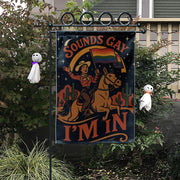 Sounds Gay I'm In Garden Flag – Funny LGBTQ Pride Yard Decor, Retro Cowboy Rainbow Flag, Inclusive Outdoor Sign for Queer Pride