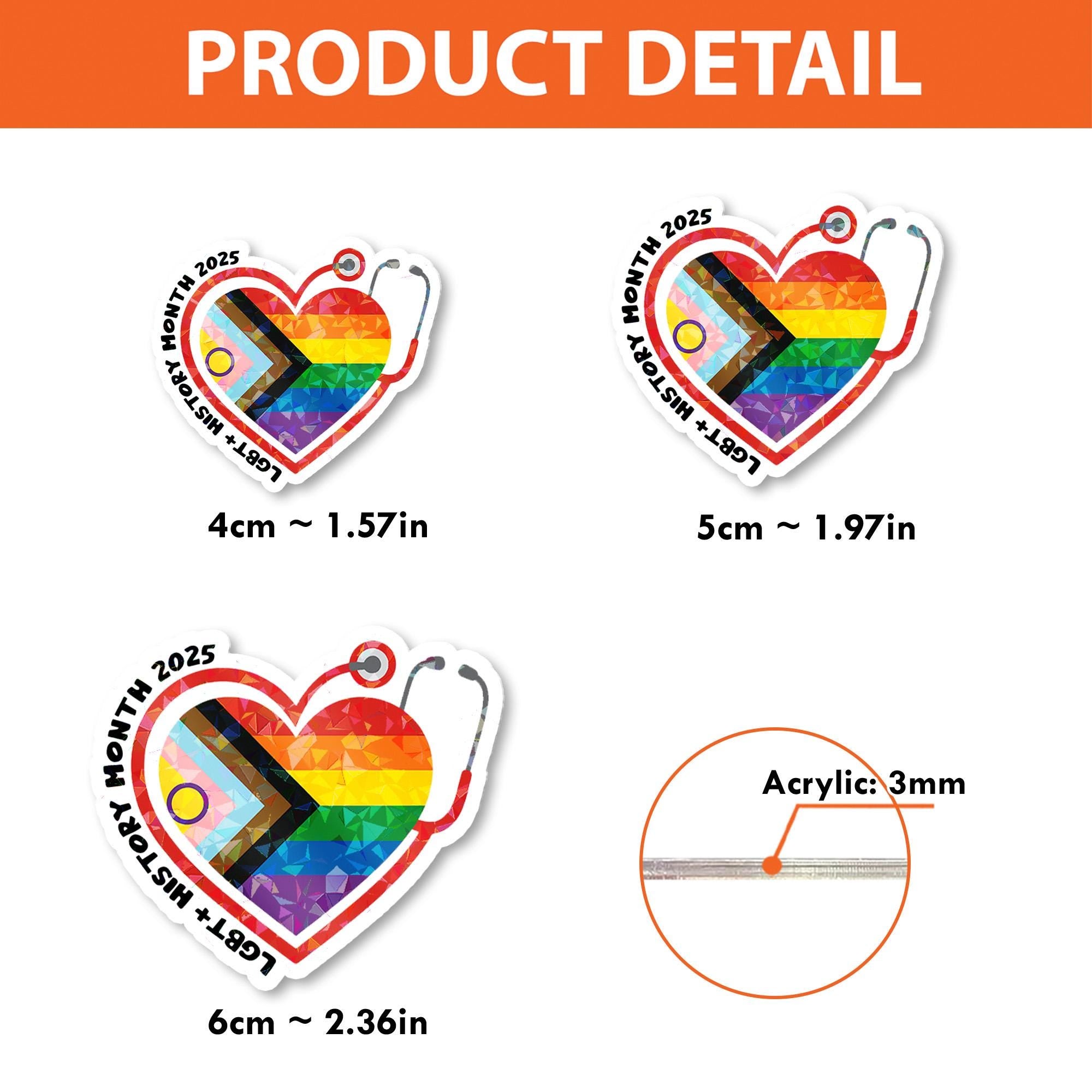 LGBTQ+ History Month 2025 Badge Reel – Pride Heart Nurse ID Holder – Inclusive Rainbow Stethoscope Clip for Healthcare Worker