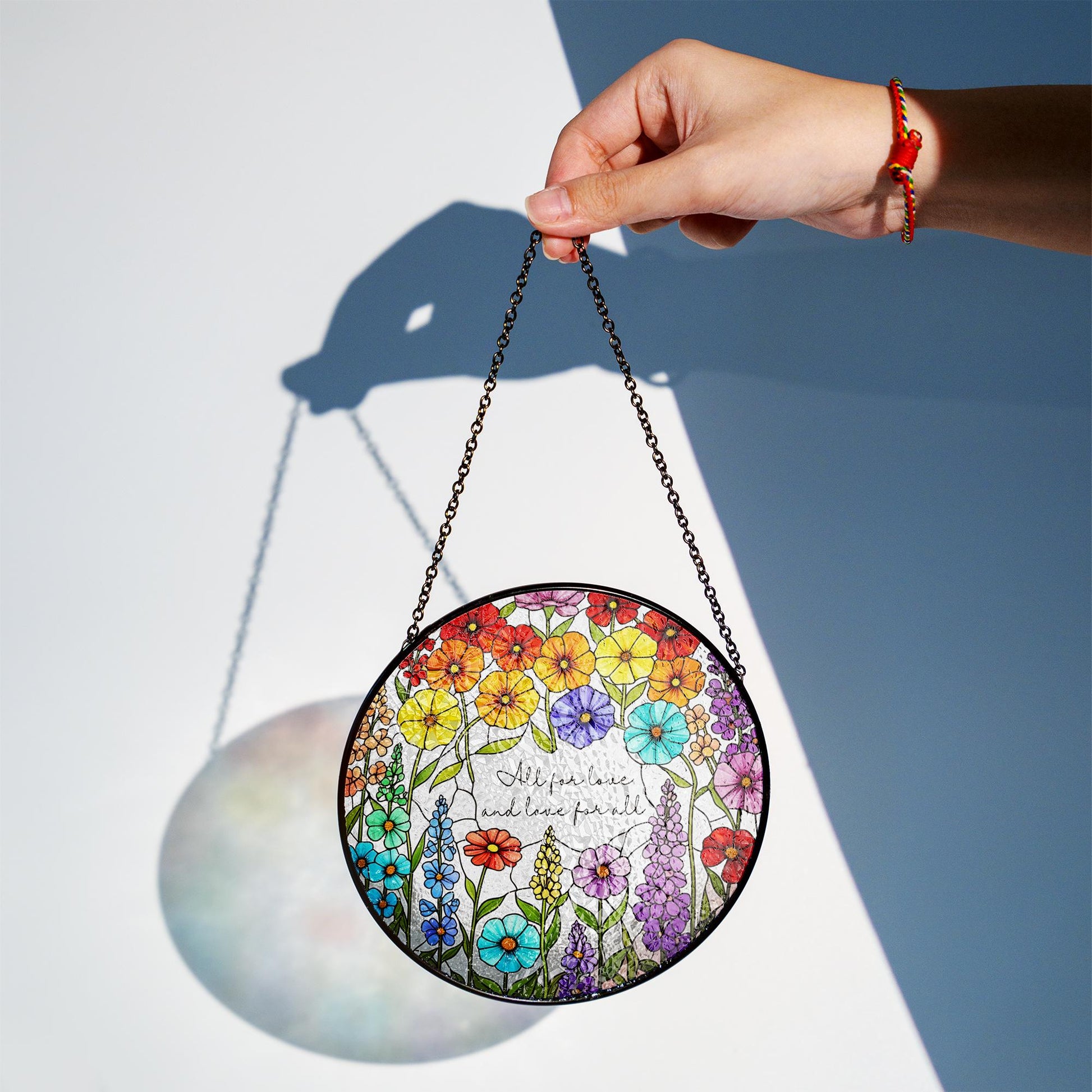 LGBT Wildflower Glass Suncatcher – Rainbow Pride Window Decor – fauxed Stained Glass Sun Catcher – LGBTQ Gift – Colorful Floral Home Decor