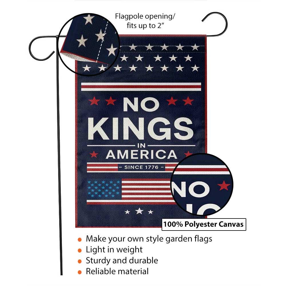 No Kings in America Garden Flag – Patriotic 4th of July Yard Decor, Funny Independence Day Outdoor Banner, Since 1776 USA Flag