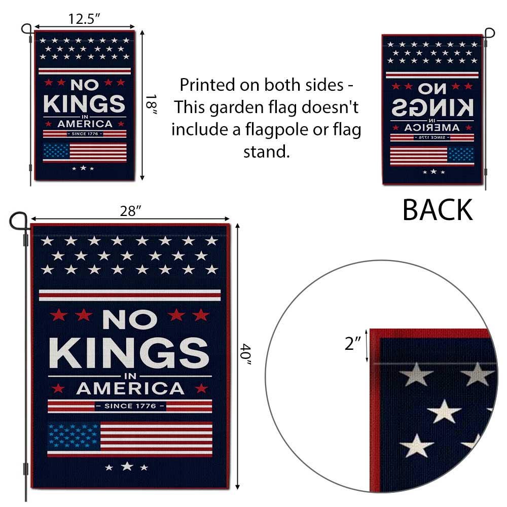 No Kings in America Garden Flag – Patriotic 4th of July Yard Decor, Funny Independence Day Outdoor Banner, Since 1776 USA Flag