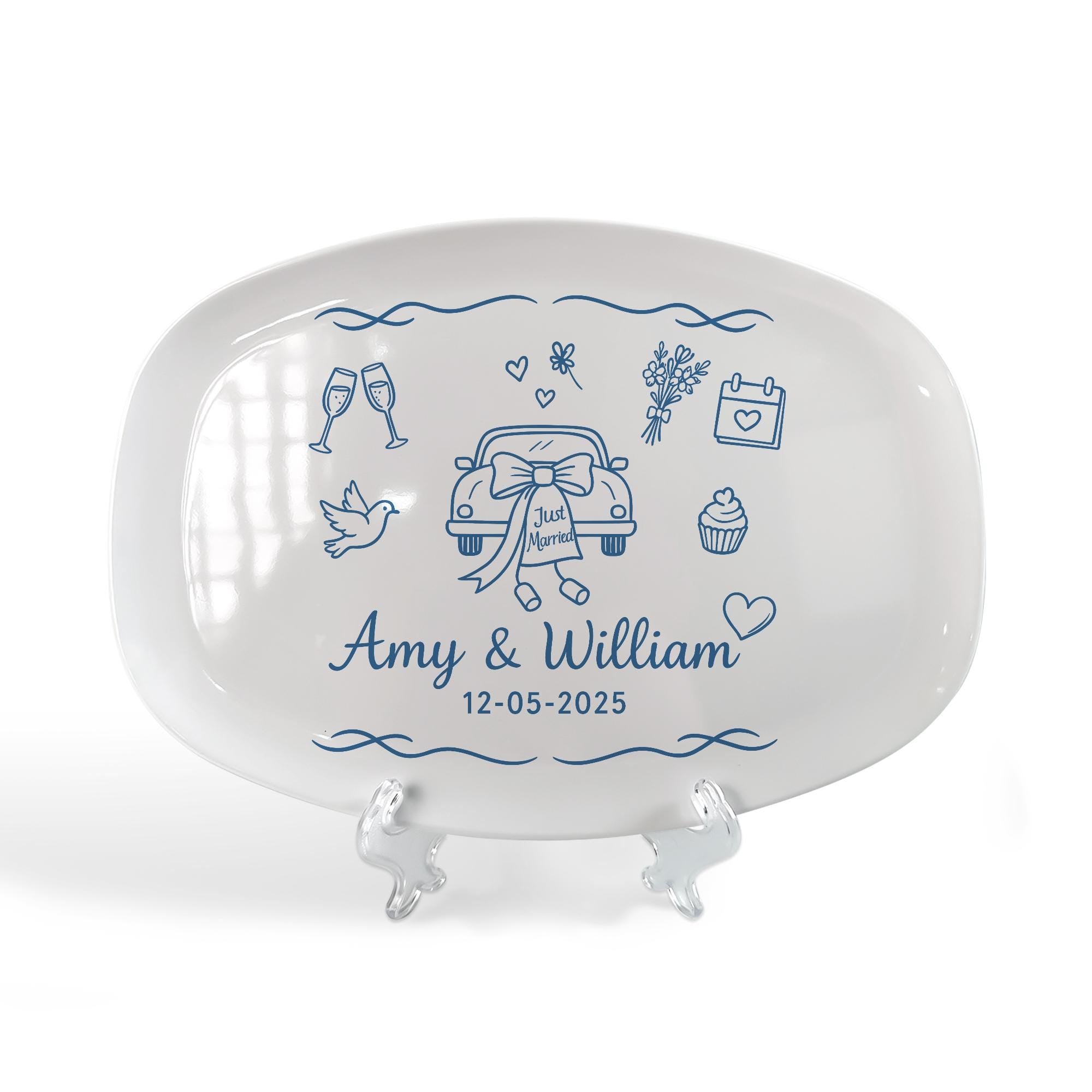 Custom Wedding Platter, Personalized Just Married Plate with Names & Date, Engagement Gift, Bridal Shower Keepsake, Newlywed DECOR ONLY