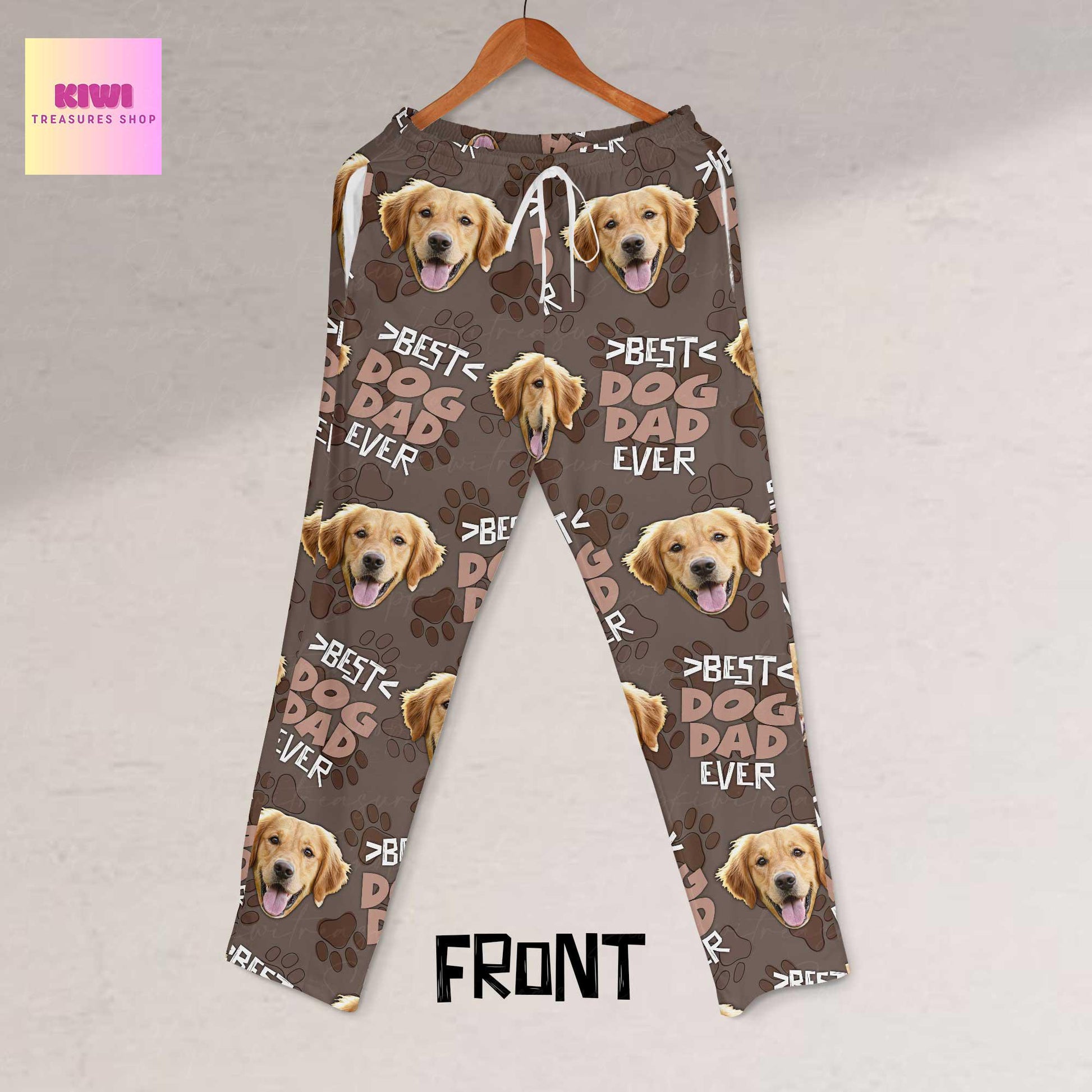 Best Dog Dad Ever Pajama Pants – Custom Dog Face Lounge Pants for Him, Funny Pet Lover Gift, Personalized Unisex Sleepwear for Dog Dads