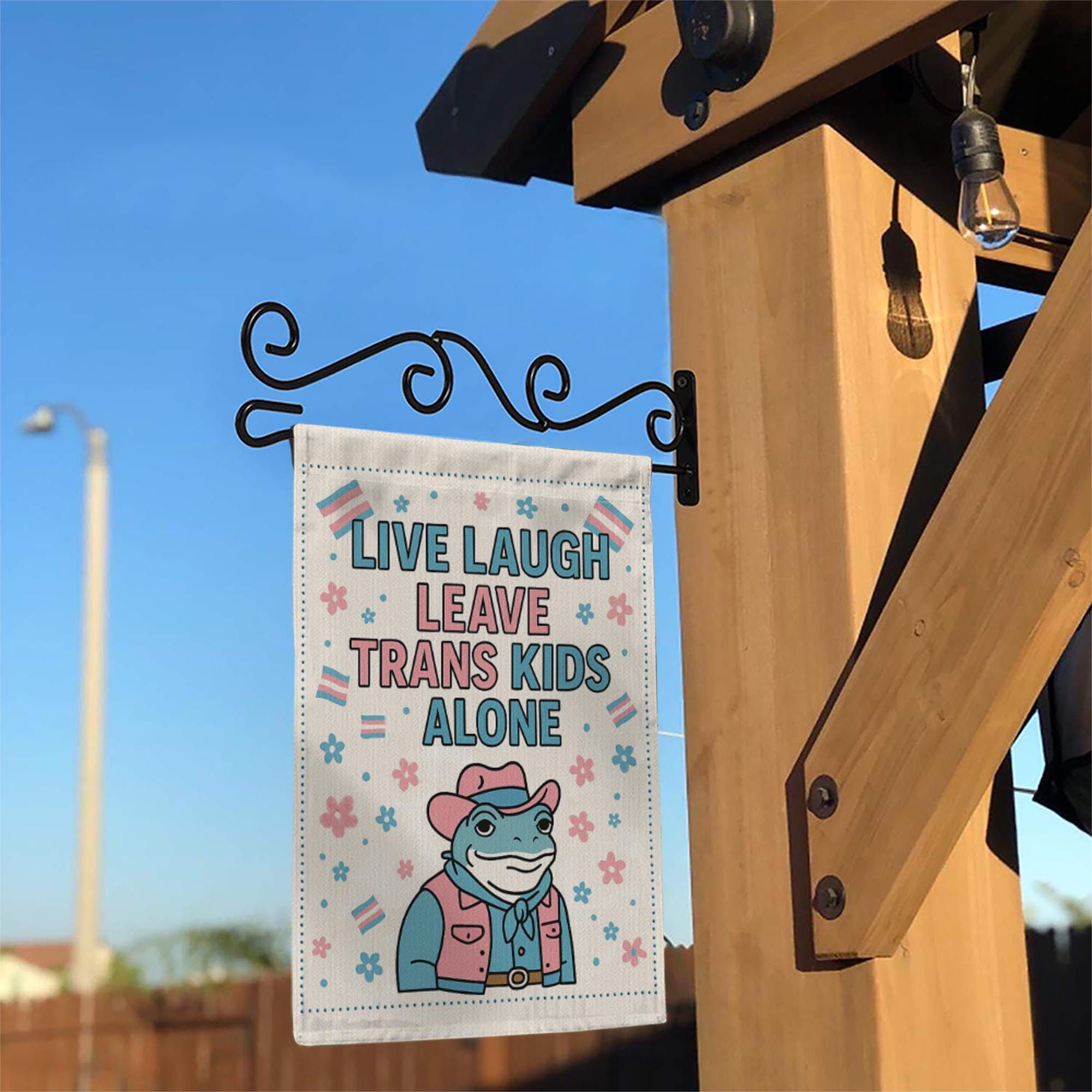 Live Laugh Leave Trans Kids Alone Flag – Trans Pride Garden Flag – LGBTQ+ Yard Decor for Pride Month, Advocacy & Support