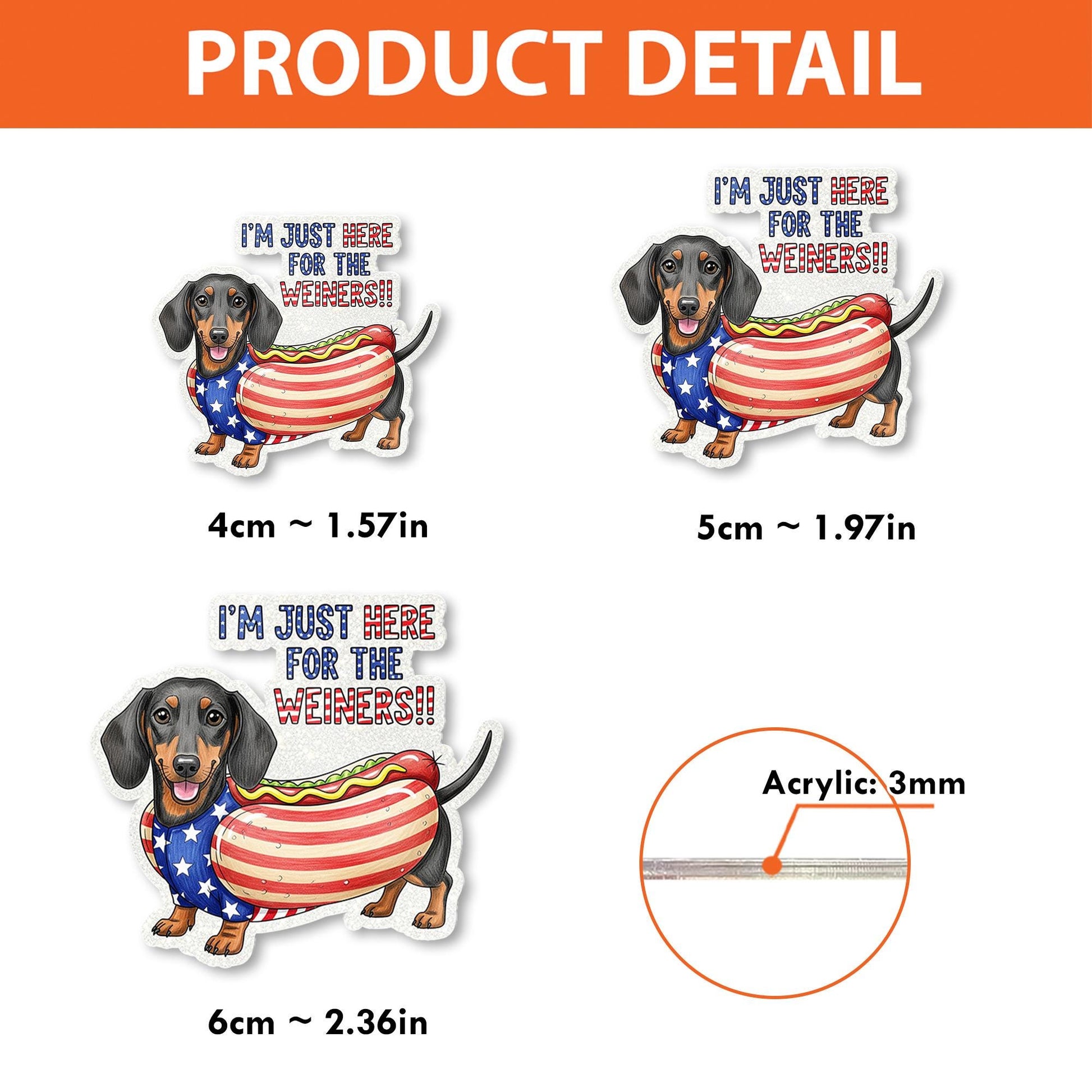 Patriotic Dachshund Badge Reel, Funny 4th of July ID Holder, Hot Dog Nurse Badge Clip, Wiener Dog Retractable Badge Reel