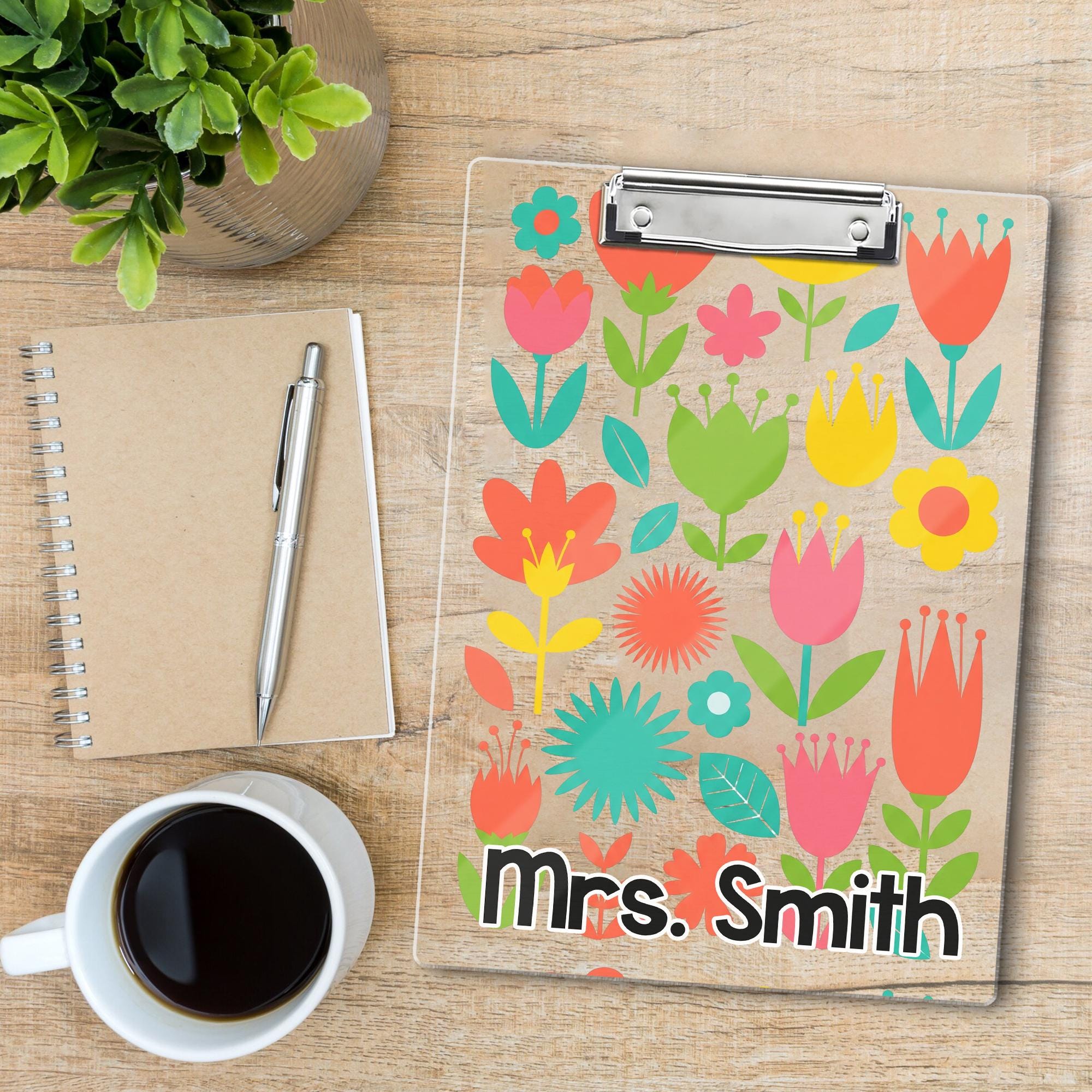 Personalized Teacher Appreciation Gift, Custom Boho Floral Teacher Clipboard, End Of Year Gift, Back To School Teacher School Supplies