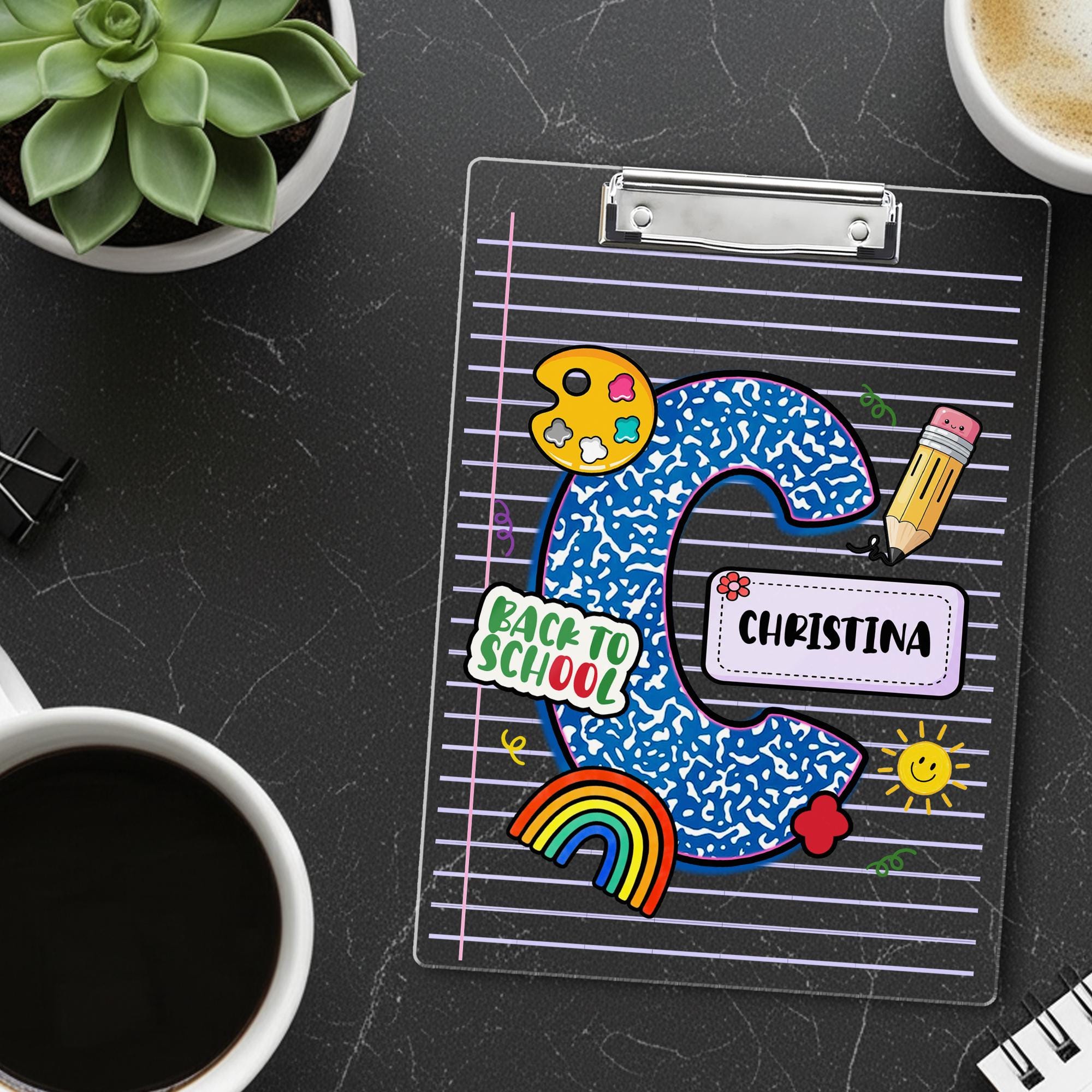 Personalized Teacher Gifts, Acrylic Clipboard With Teacher Name, Teacher Clipboard, Teacher Appreciation Gifts, Teacher Initial Name Gift