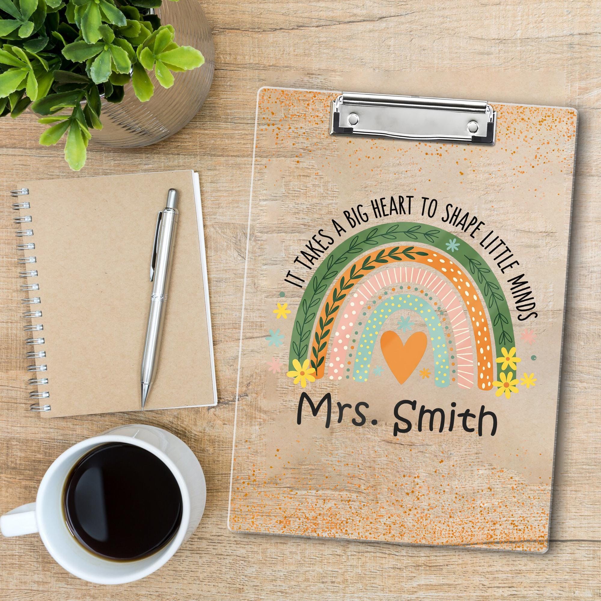 Personalized Teacher Appreciation Gifts, Custom Rainbow Teacher Clipboard, Teacher Name Clipboard, Back To School, End Of Year School Gifts