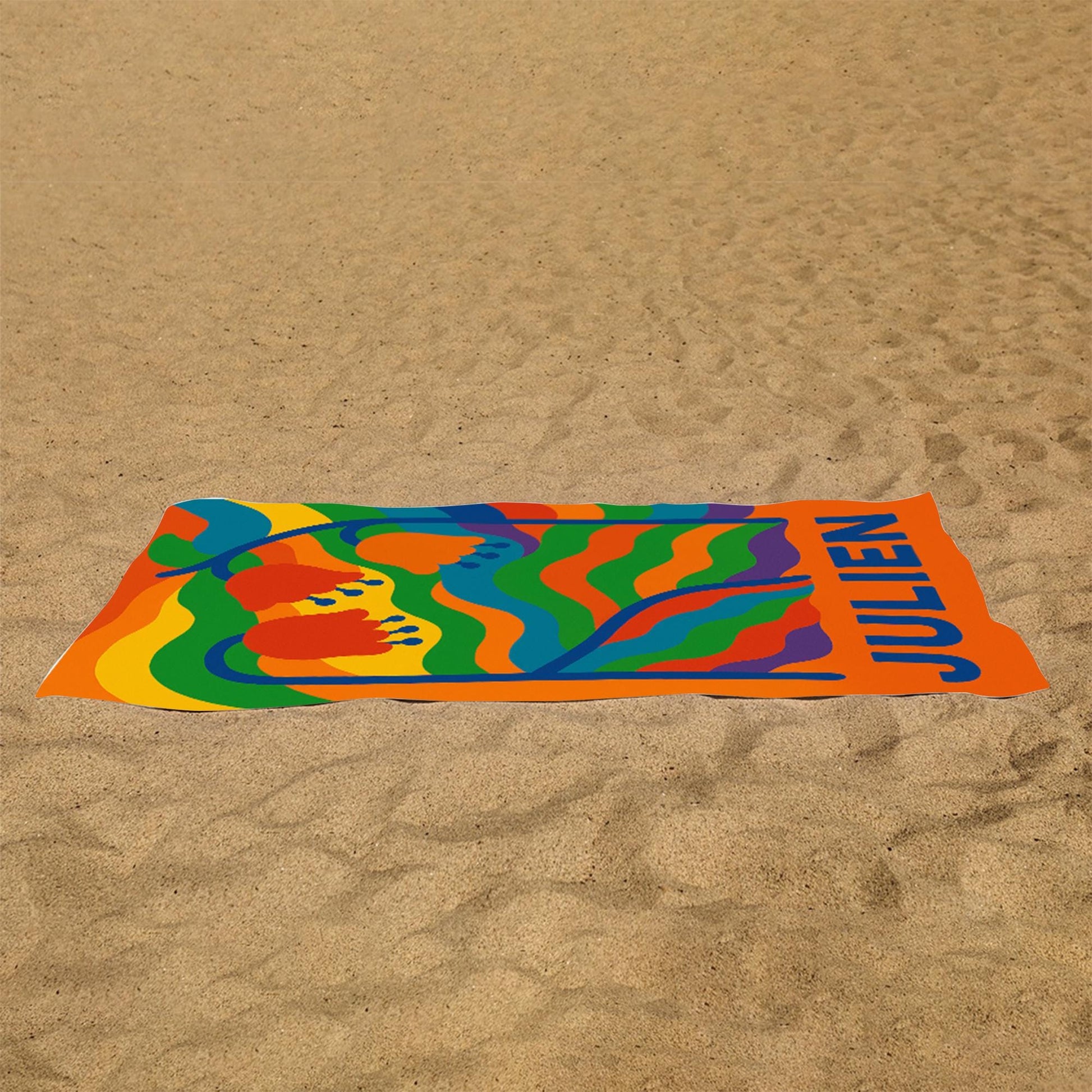 Custom LGBTQ Pride Beach Towel – Personalized Rainbow Name Towel, Colorful Summer Gift, Gay Pride Pool Accessory, Queer Beach Decor