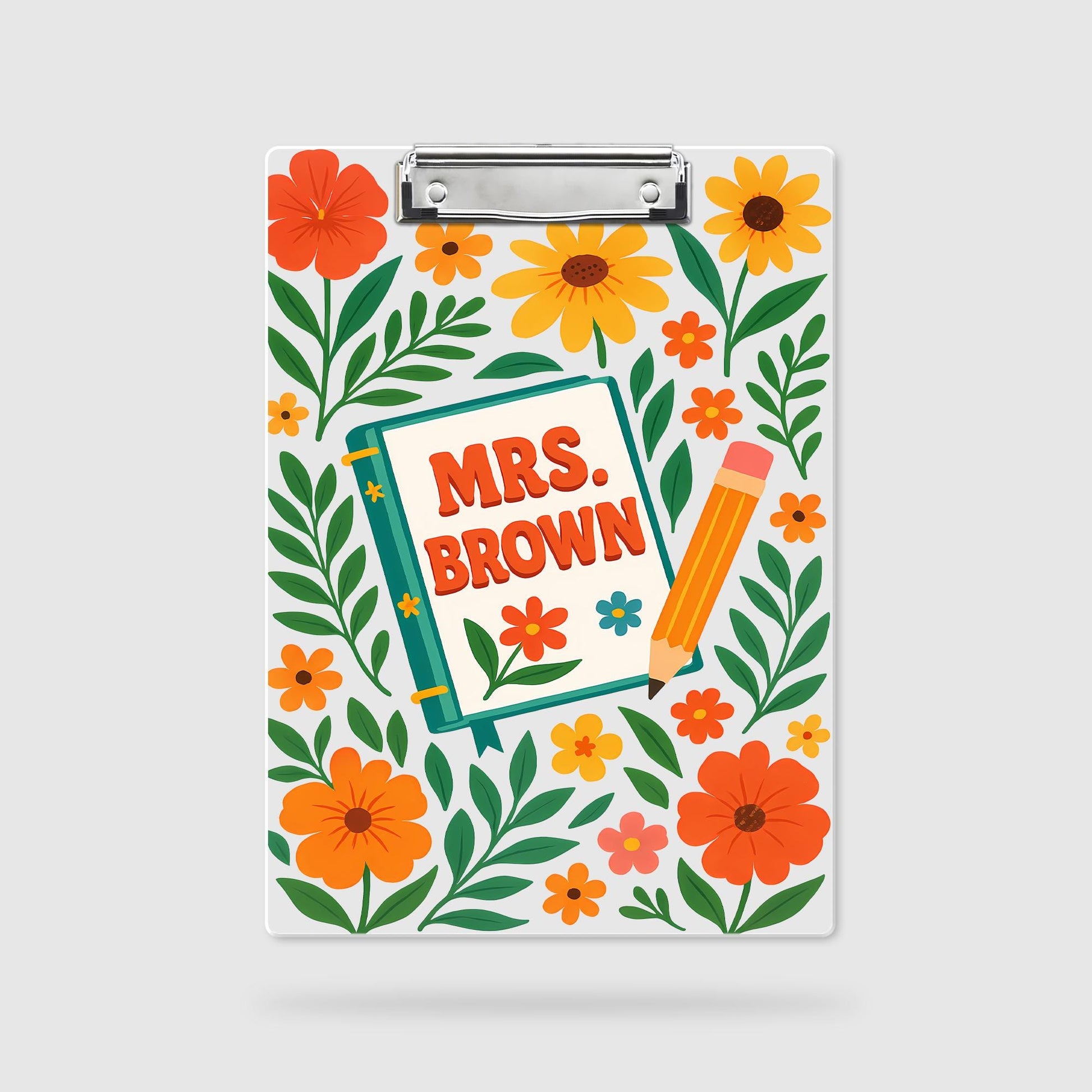 Personalized Teacher Gifts, Custom Teacher Clipboard with Name, Teacher Appreciation Gift, Thank You Teacher Gift, Floral Teacher Clipboard