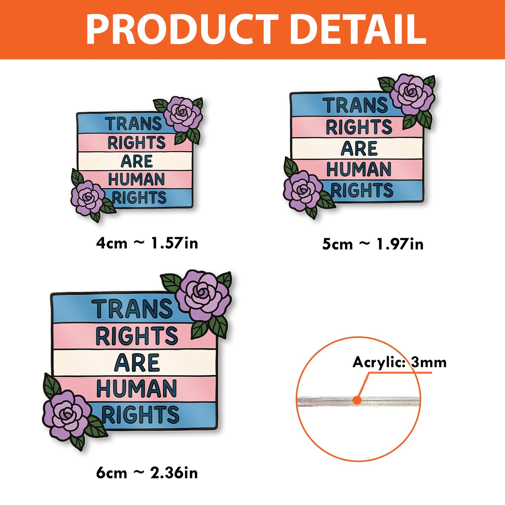 Trans Rights Are Human Rights Badge Reel – LGBTQ ID Clip with Flowers – Pride Nurse Gift – Retractable Badge Holder for Allies