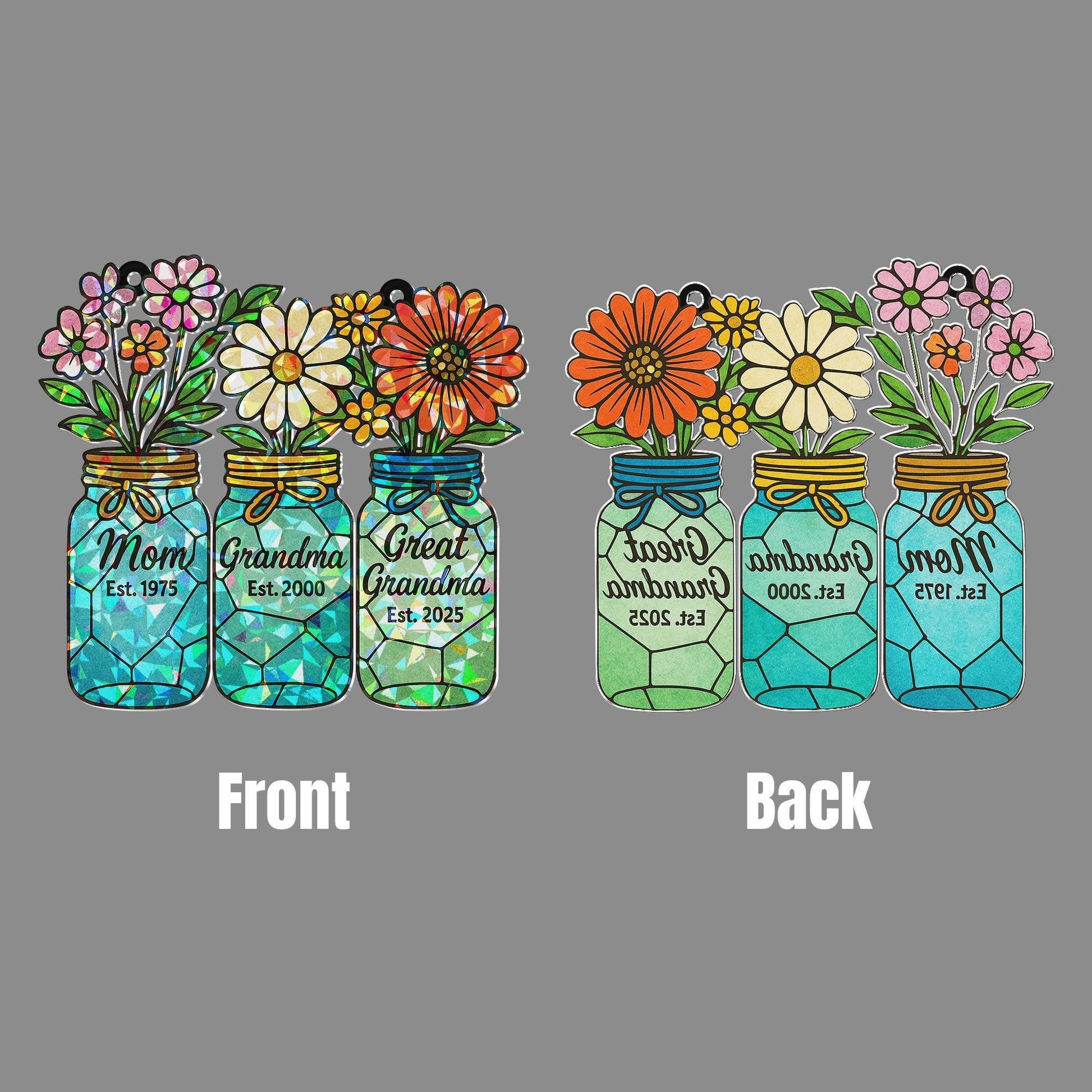 Personalized Vase Flower Hologram Acrylic Window Hanging – Custom Floral Gift – Mother’s Day Gift – Flower Lover Home Decor