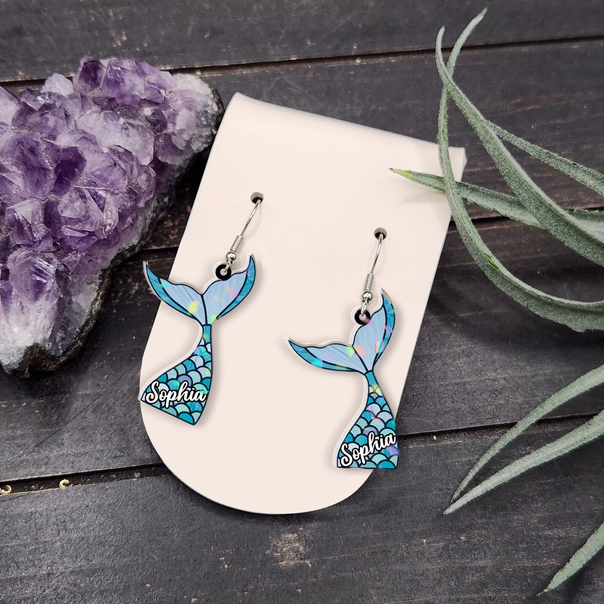 Personalized Mermaid Earrings – Ocean-Inspired Jewelry for Her – Nautical Gift – Beach Lover Accessory – Fantasy Mermaid Gift – Sea Jewelry